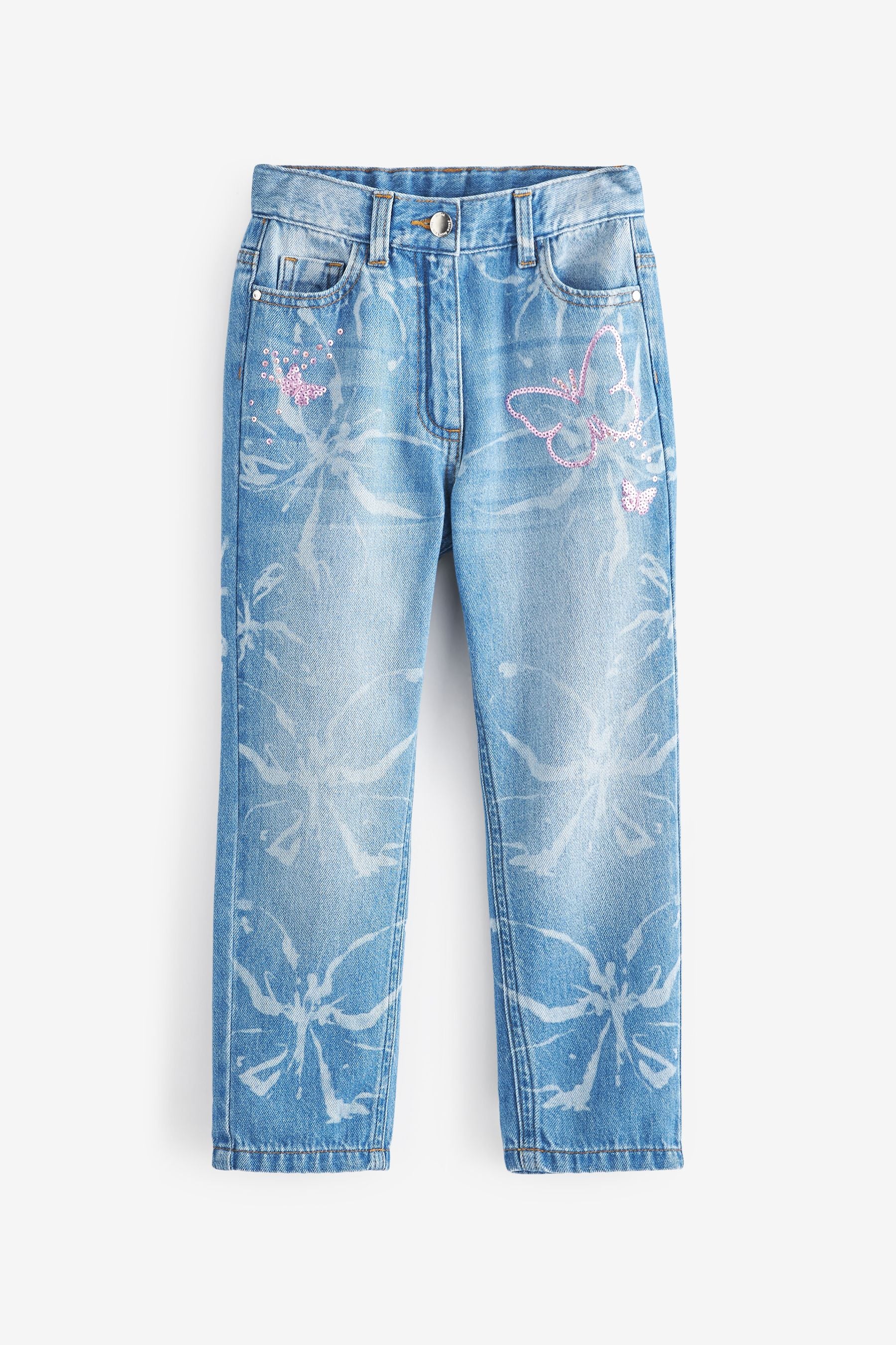 Butterfly Embellished Mom Jeans (3-16yrs)