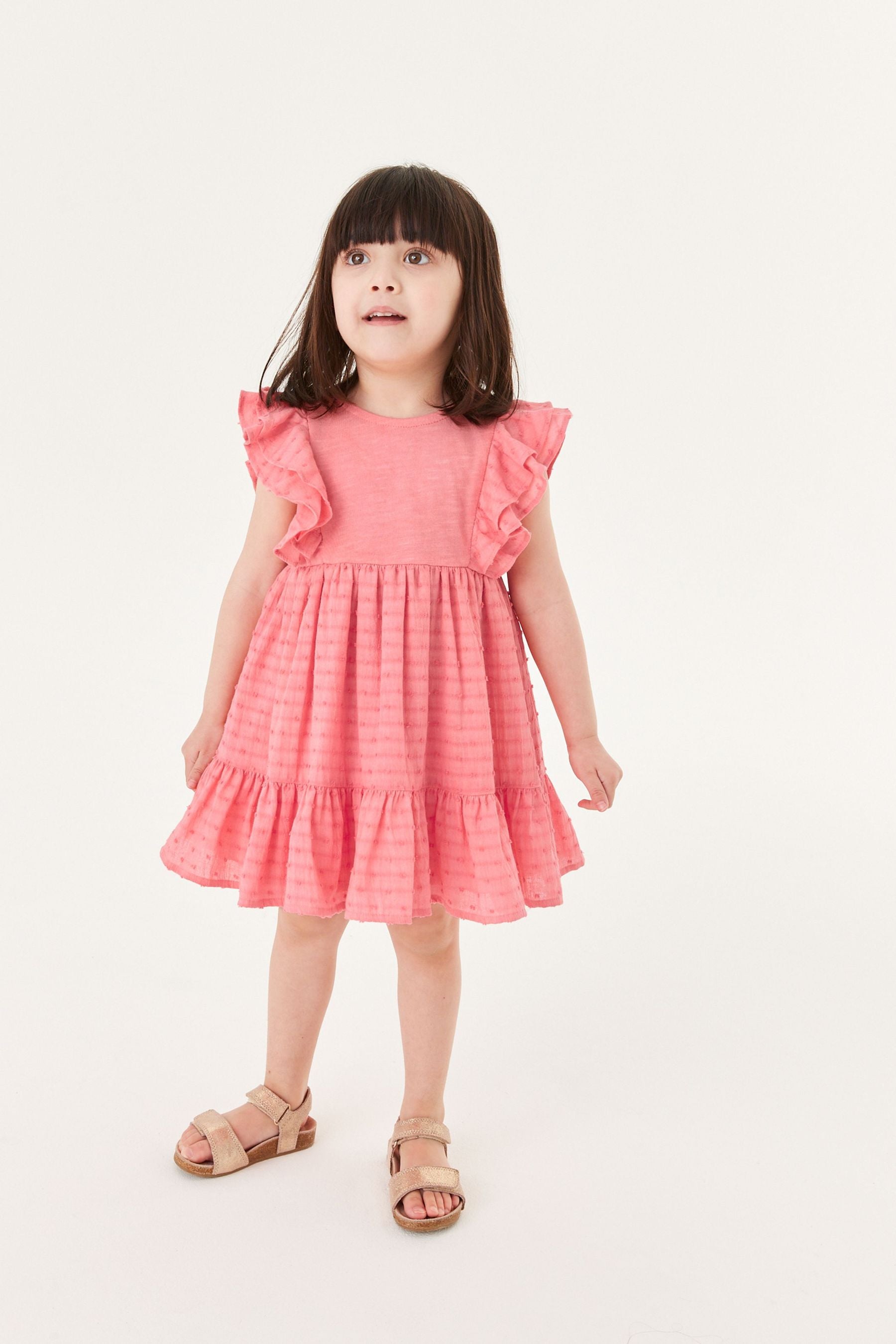 Pink Woven And Jersey Mixed Dress (3mths-7yrs)