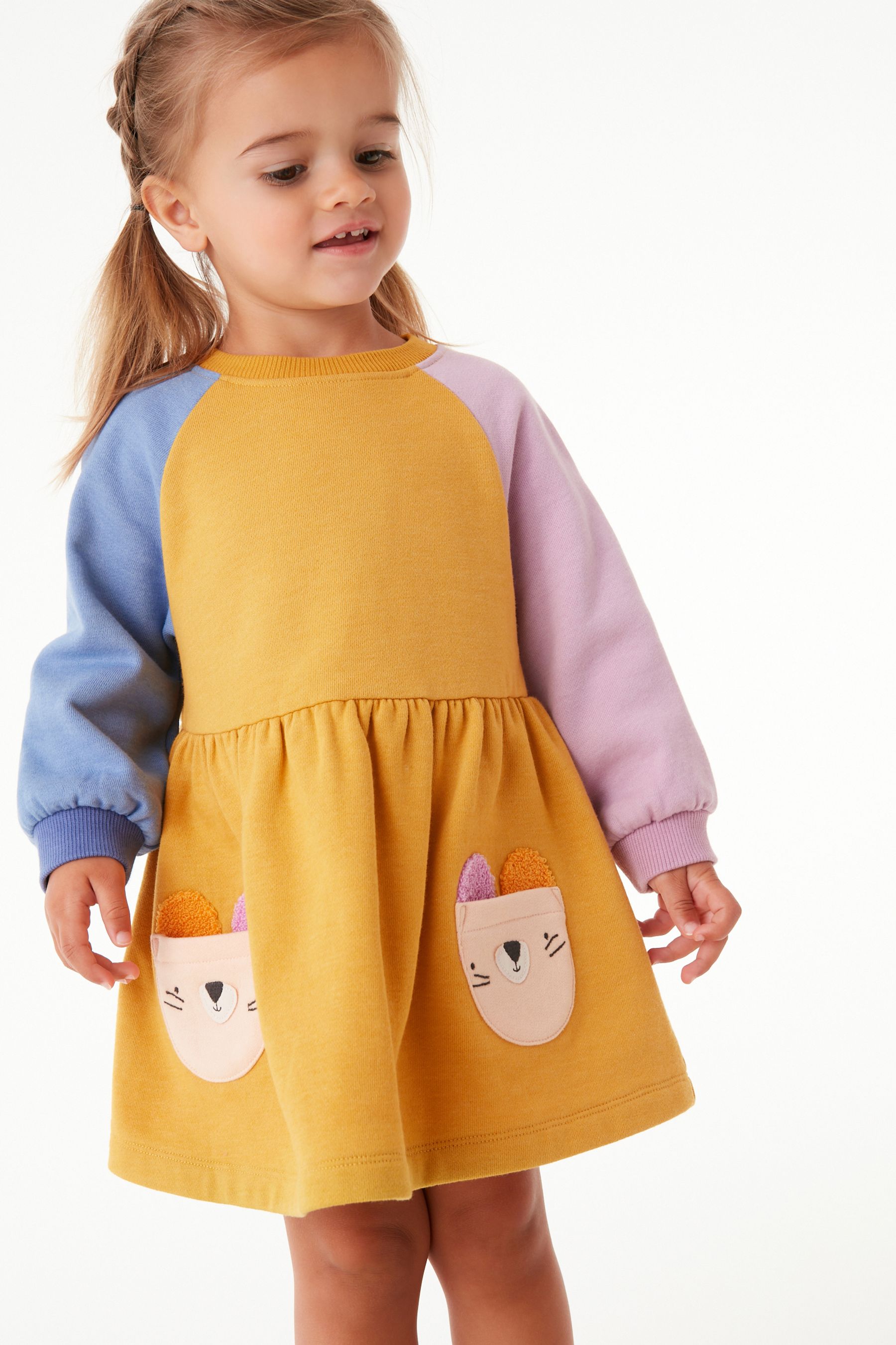 Ochre Colourblock Character Sweat Dress (3mths-7yrs)