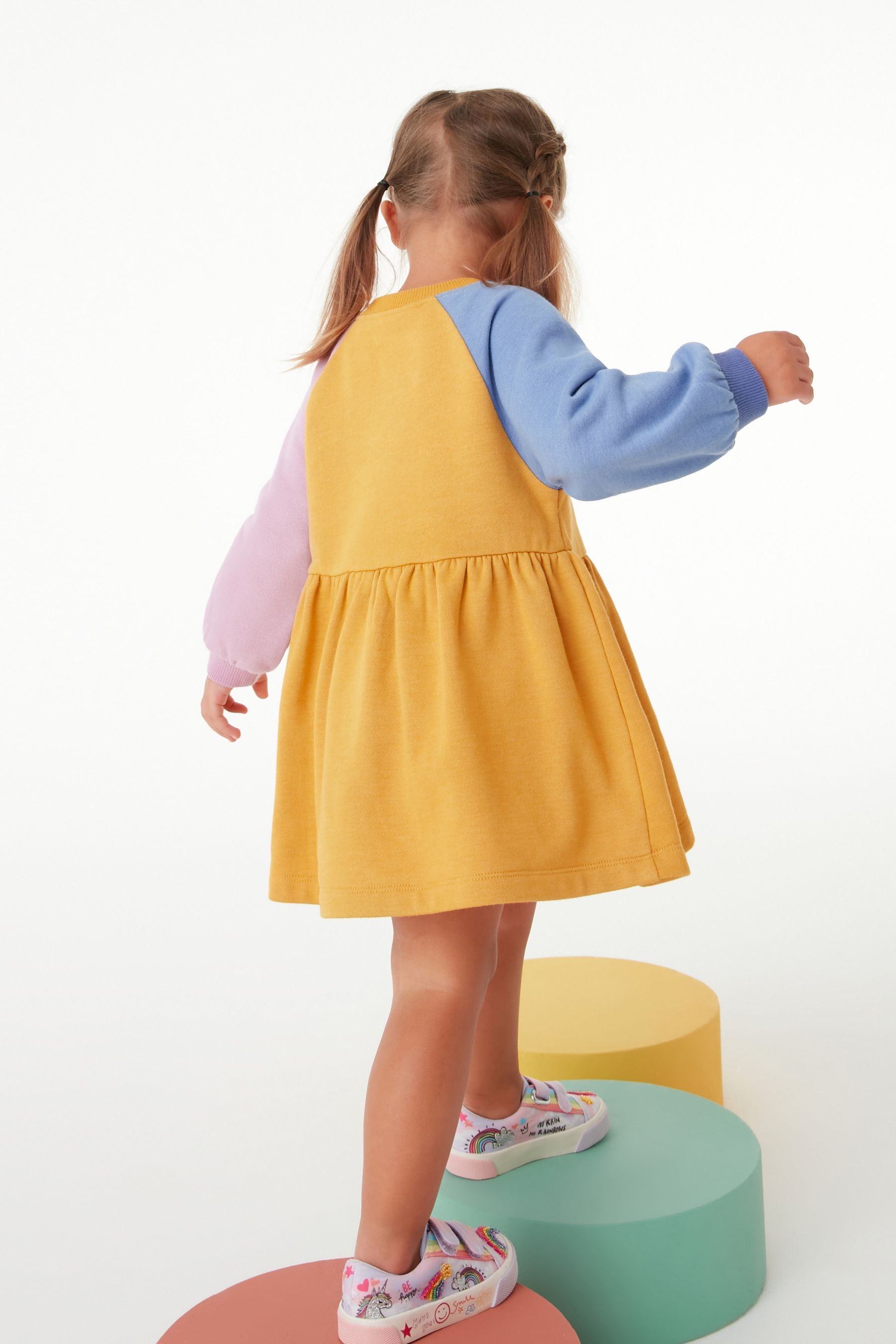 Ochre Colourblock Character Sweat Dress (3mths-7yrs)