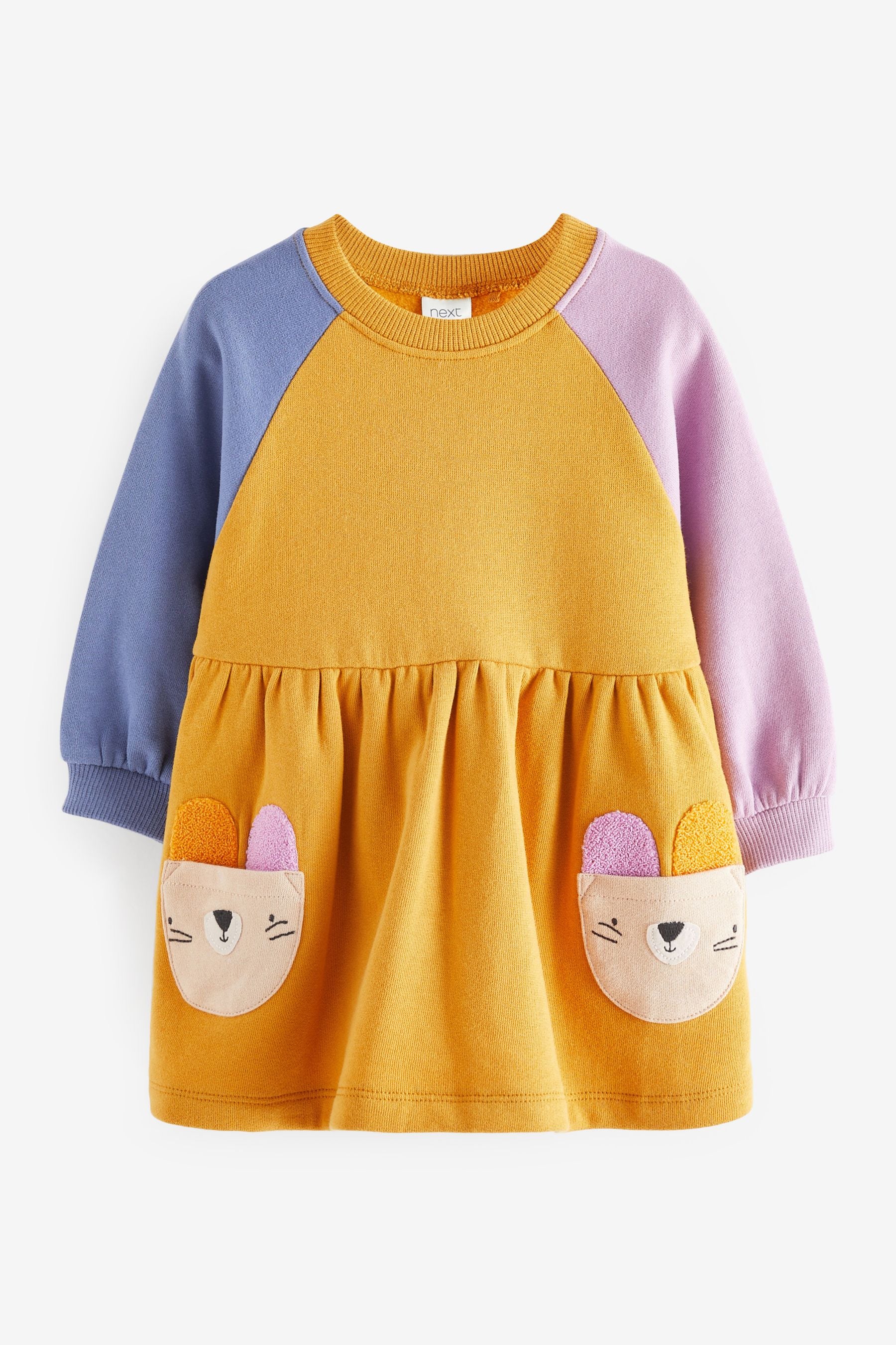 Ochre Colourblock Character Sweat Dress (3mths-7yrs)