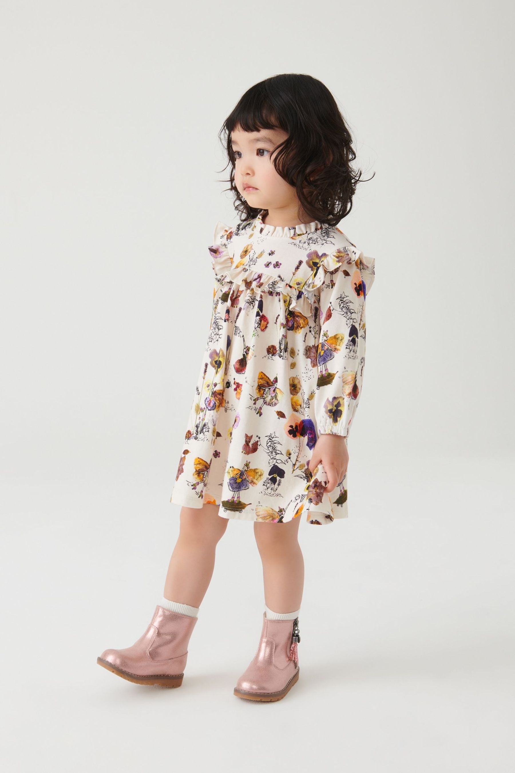 Cream Flower Fairy Ruffle Jersey Dress (3mths-7yrs)