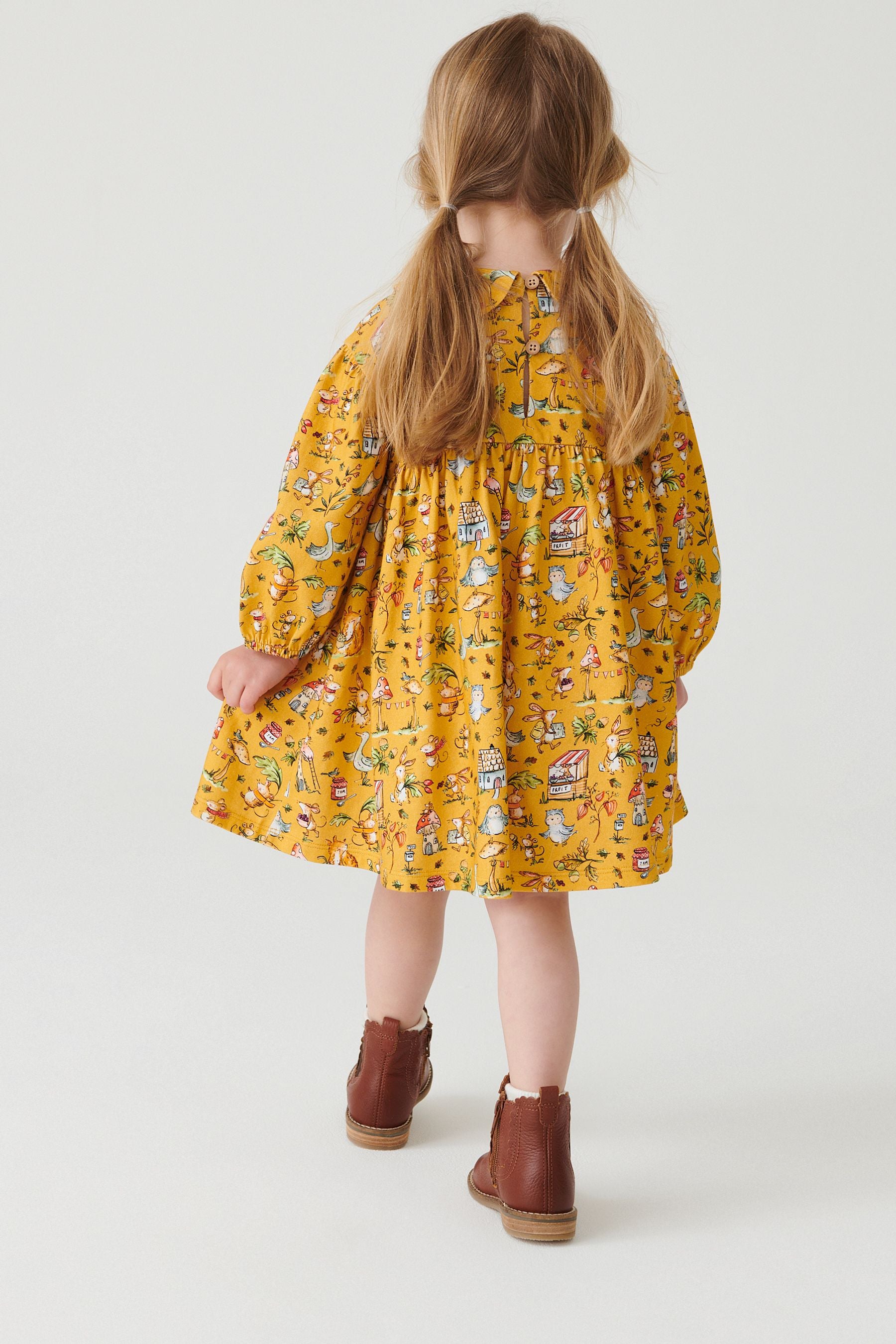 Ochre Yellow Character Collar Tea Dress (3mths-7yrs)