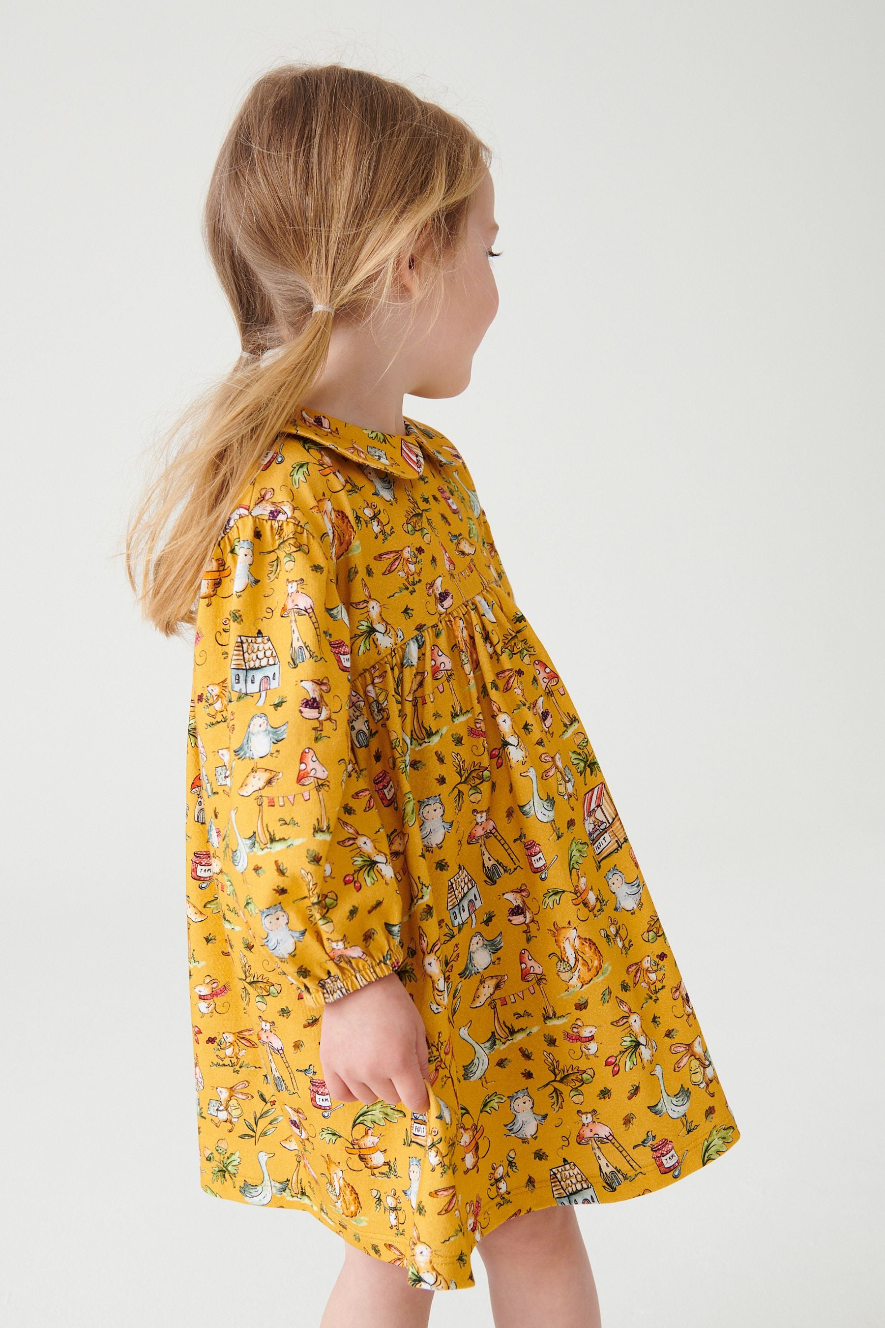 Ochre Yellow Character Collar Tea Dress (3mths-7yrs)