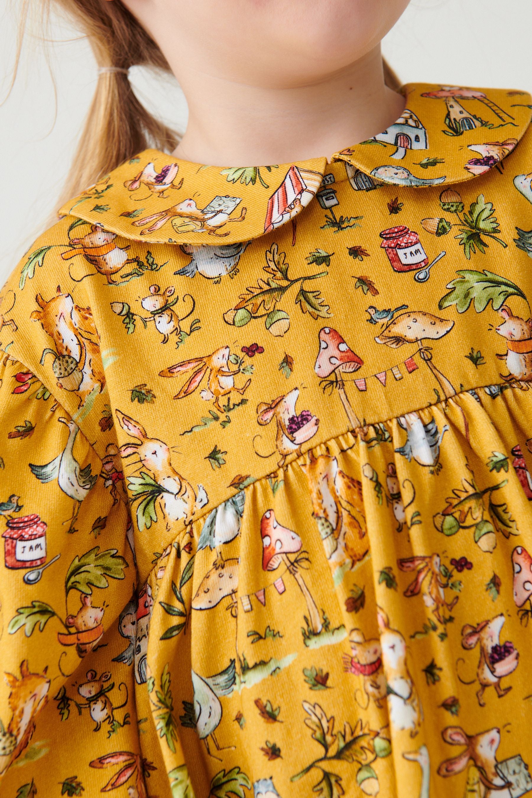 Ochre Yellow Character Collar Tea Dress (3mths-7yrs)