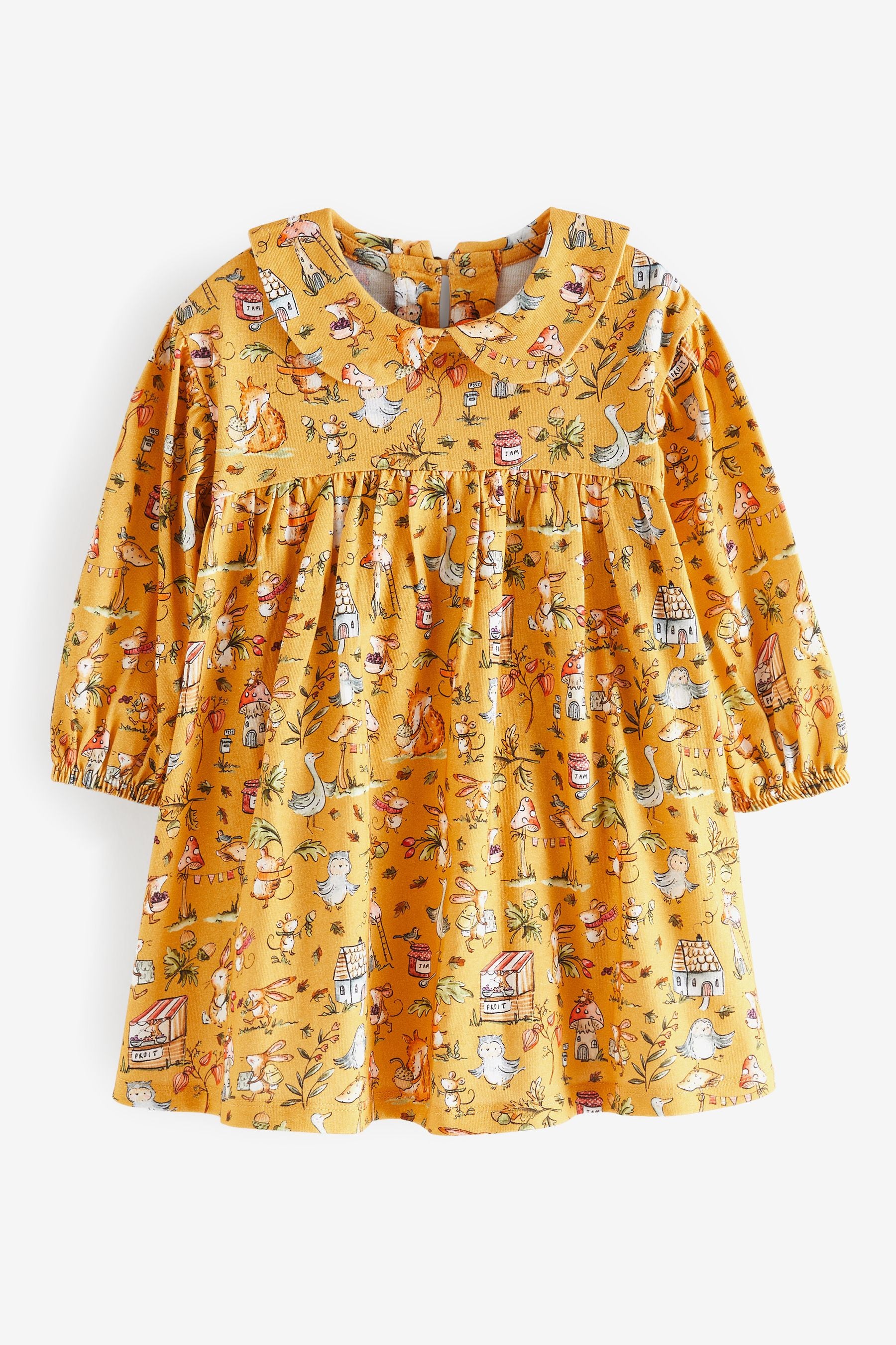 Ochre Yellow Character Collar Tea Dress (3mths-7yrs)