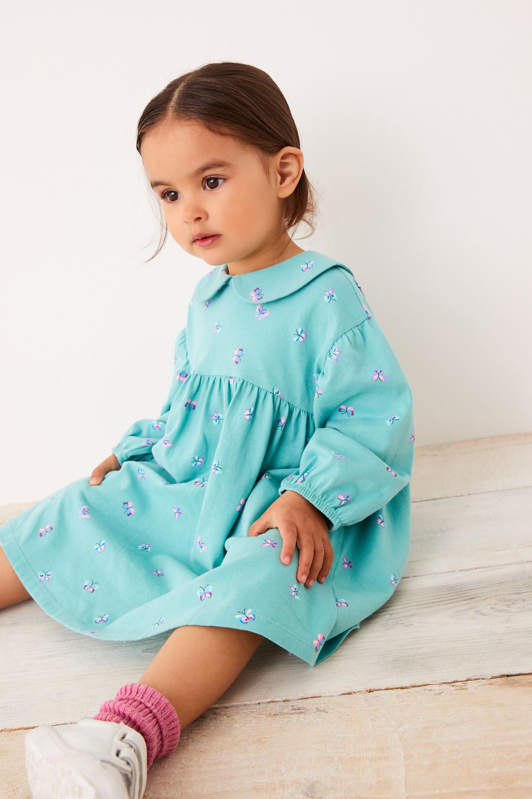 Teal Blue Butterfly Collar Tea Dress (3mths-7yrs)