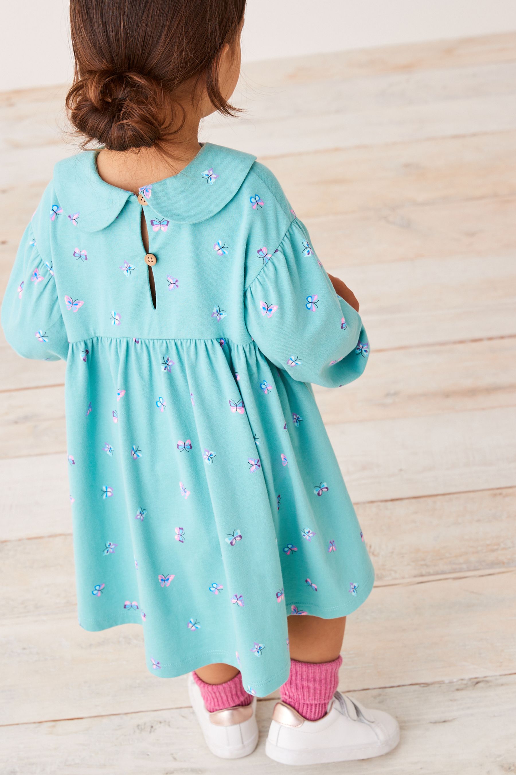 Teal Blue Butterfly Collar Tea Dress (3mths-7yrs)