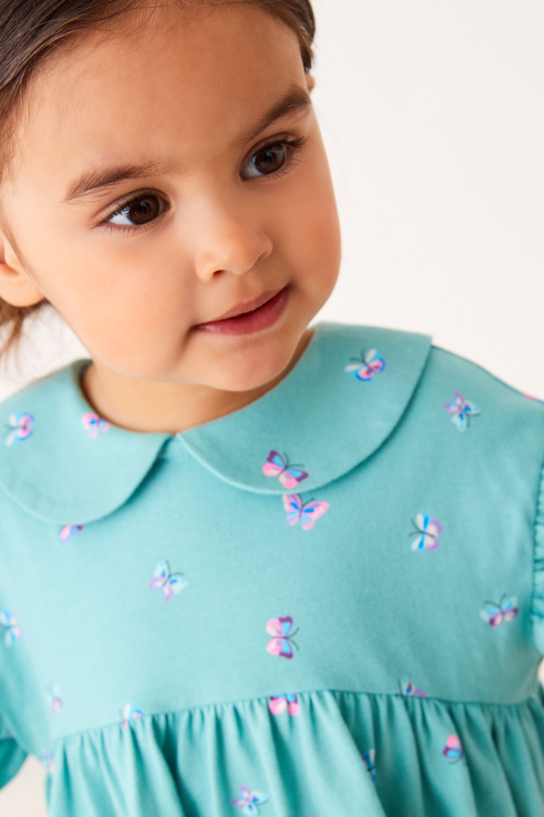 Teal Blue Butterfly Collar Tea Dress (3mths-7yrs)