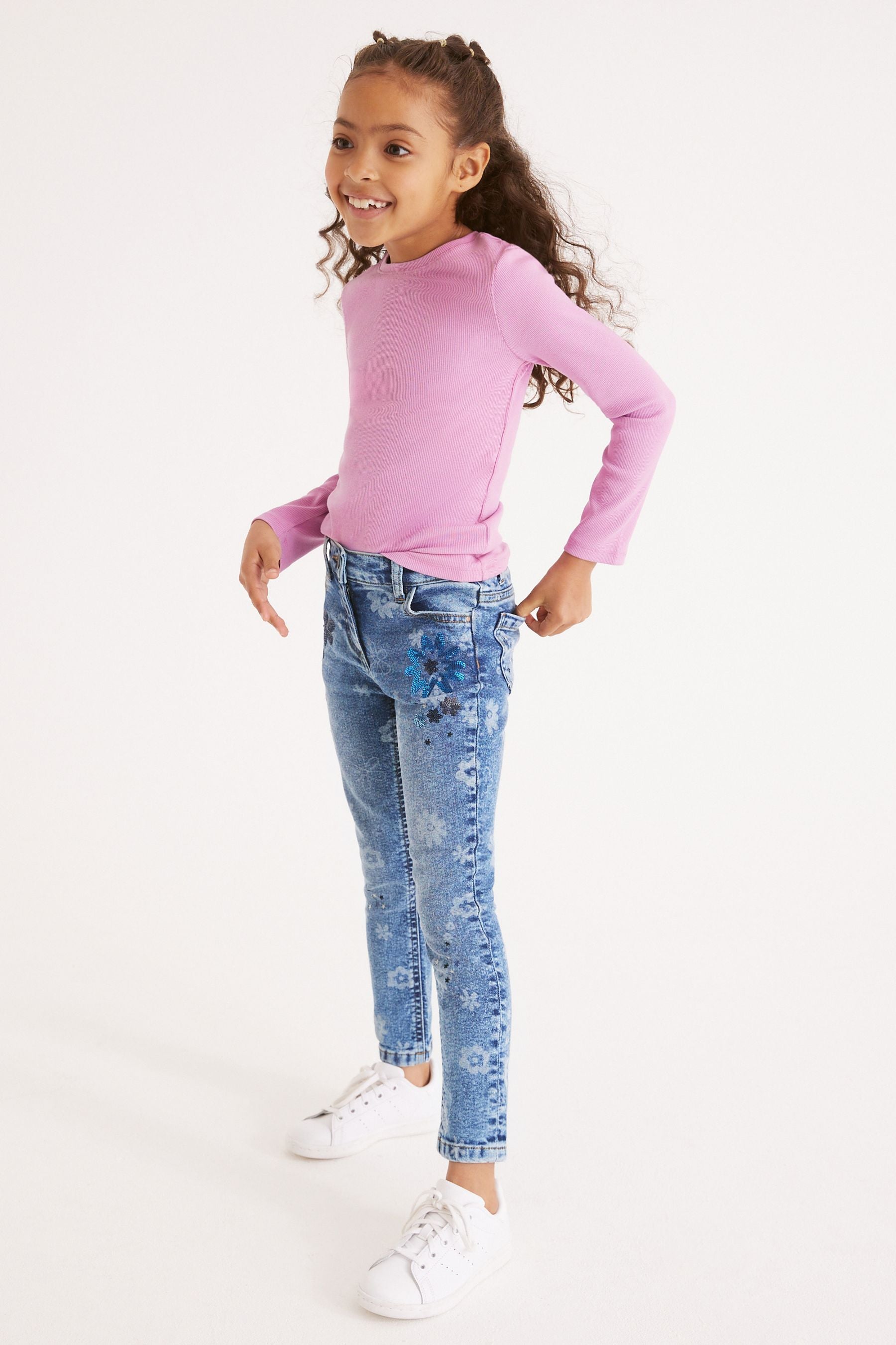 Blue Sequin Embellished Skinny Jeans (3-16yrs)