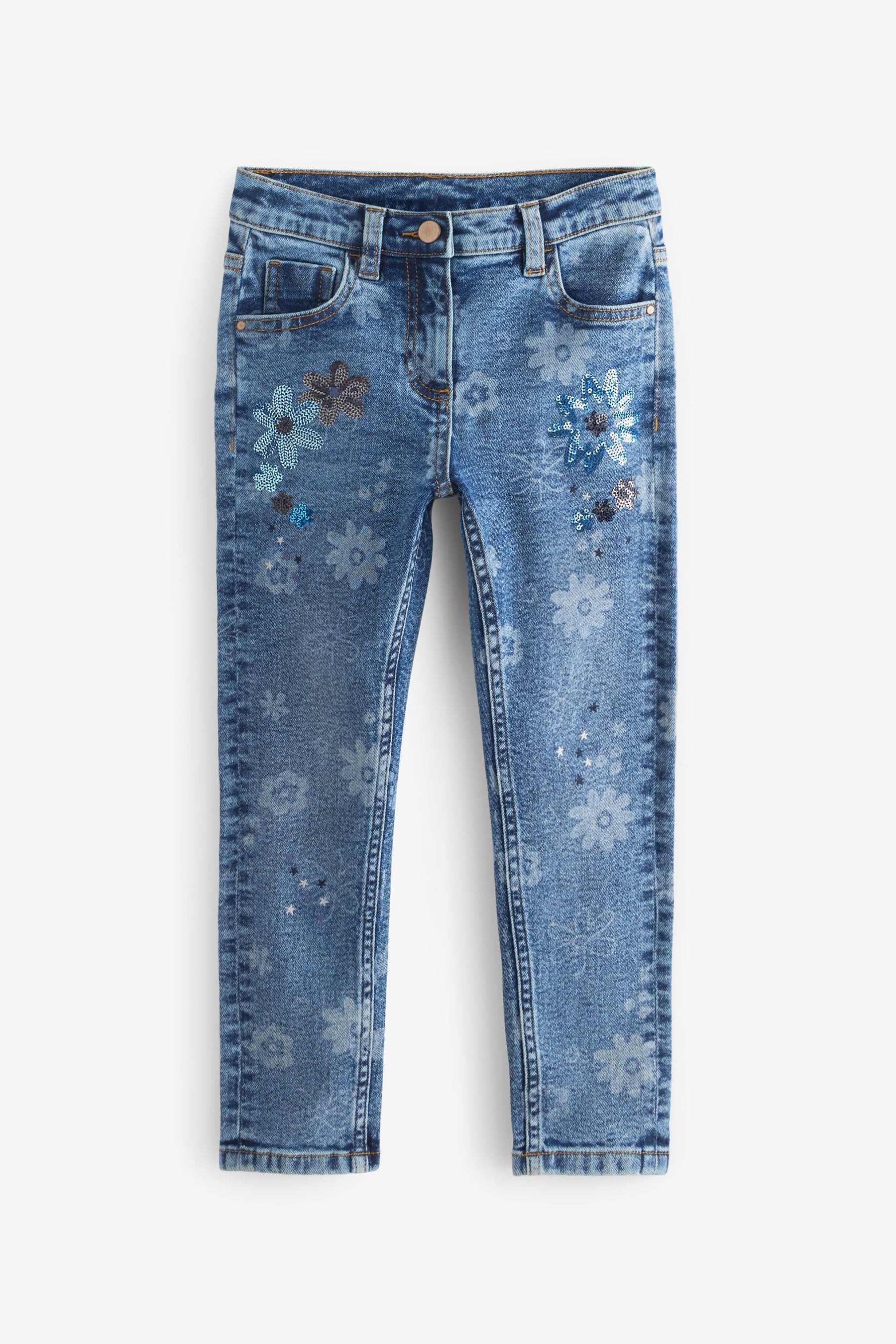 Blue Sequin Embellished Skinny Jeans (3-16yrs)