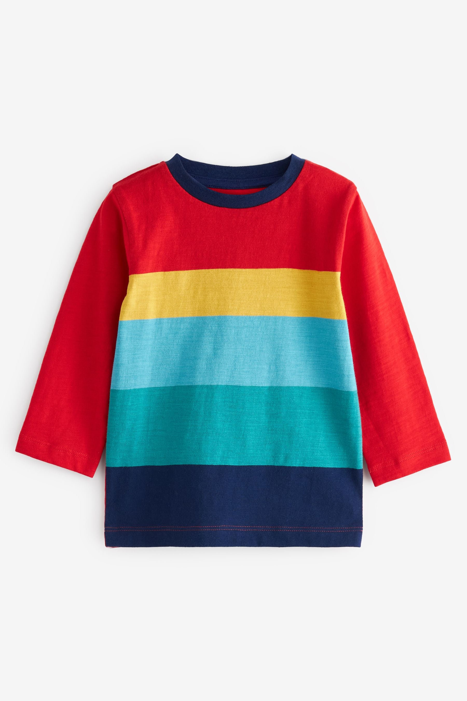 Multi Rainbow 3 Pack Colourblock Long Sleeve T-Shirts (3mths-7yrs)