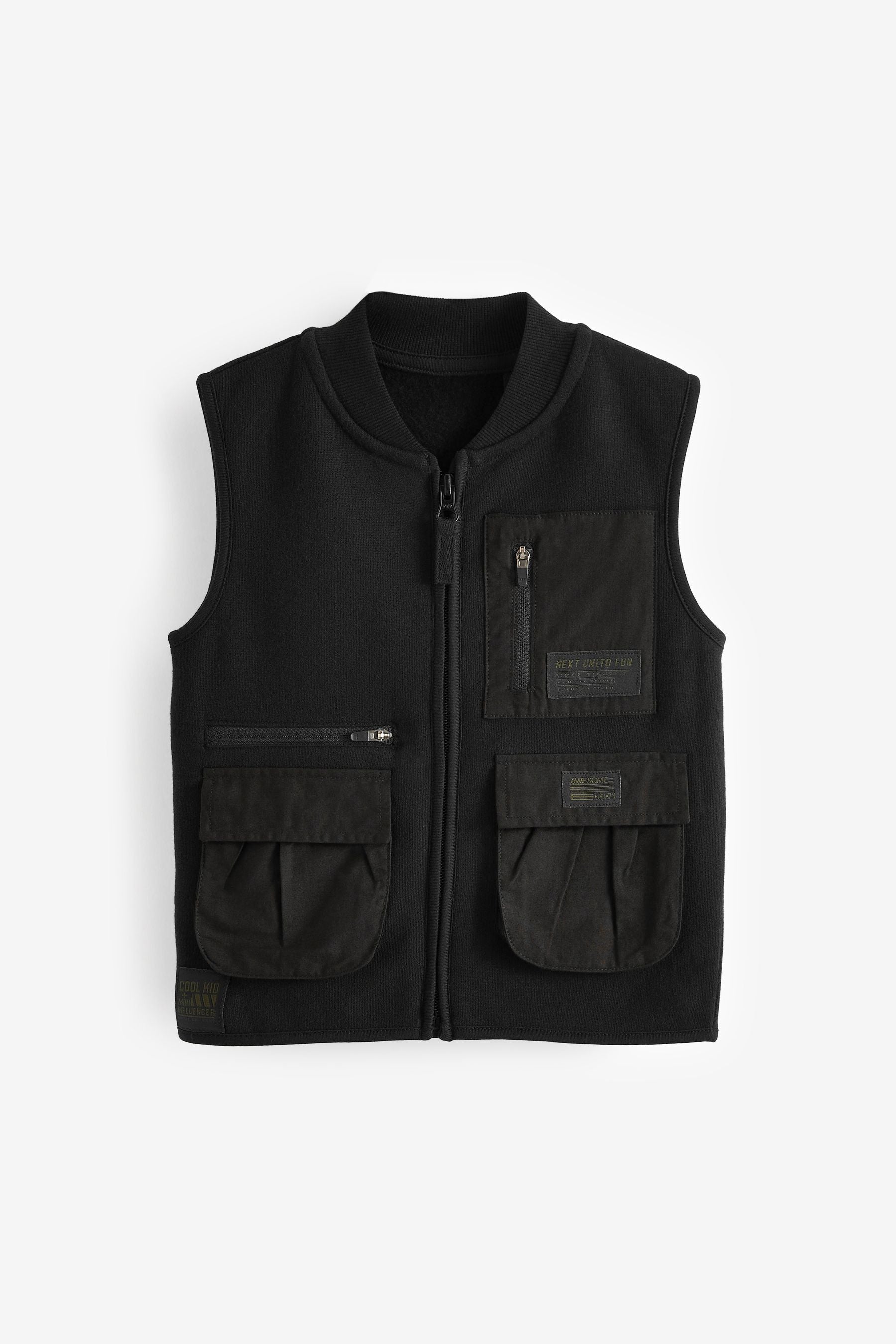 Black Utility Pocket Jersey Gilet (3mths-7yrs)