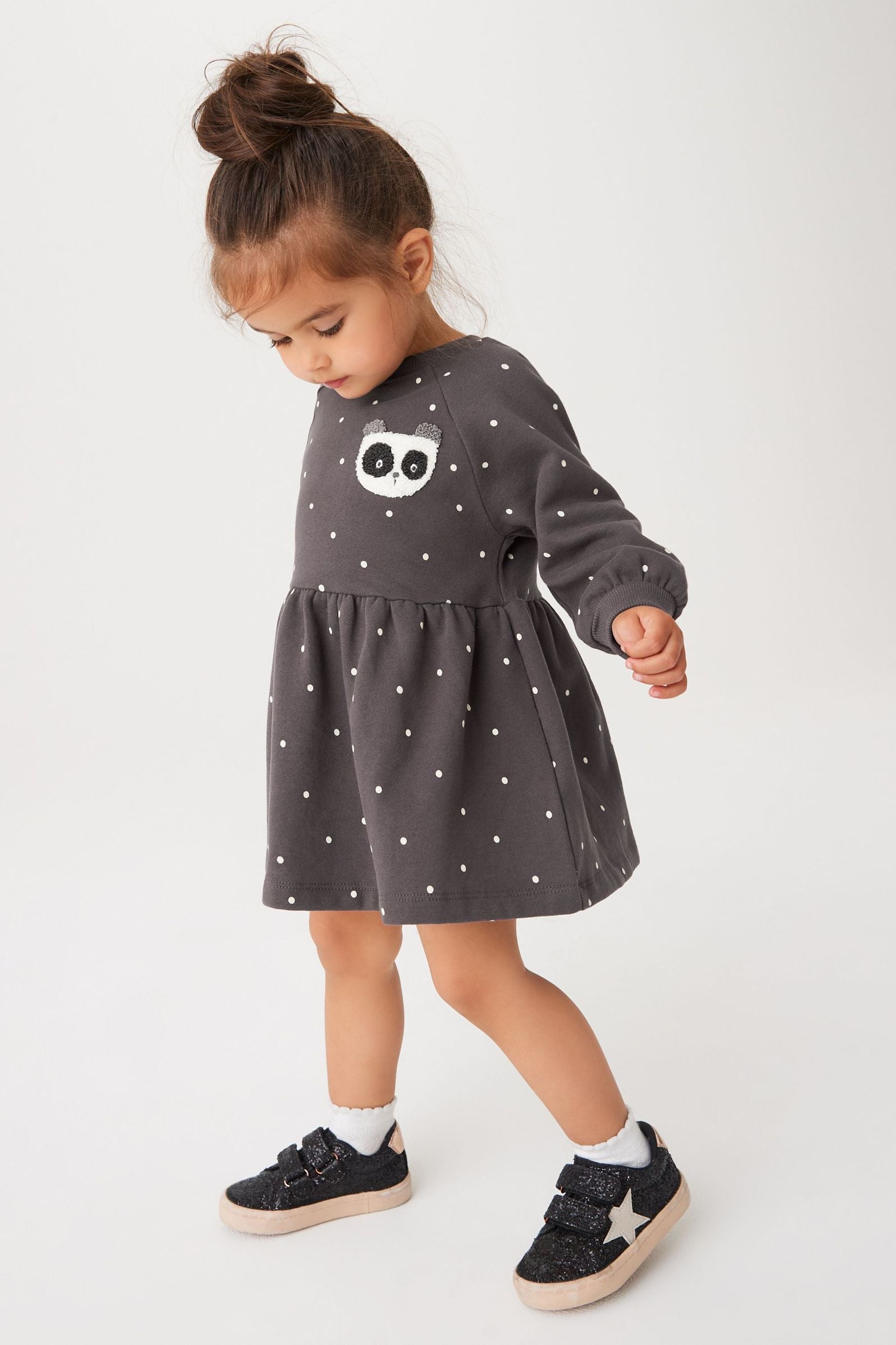 Grey Spot Character Sweat Dress (3mths-7yrs)