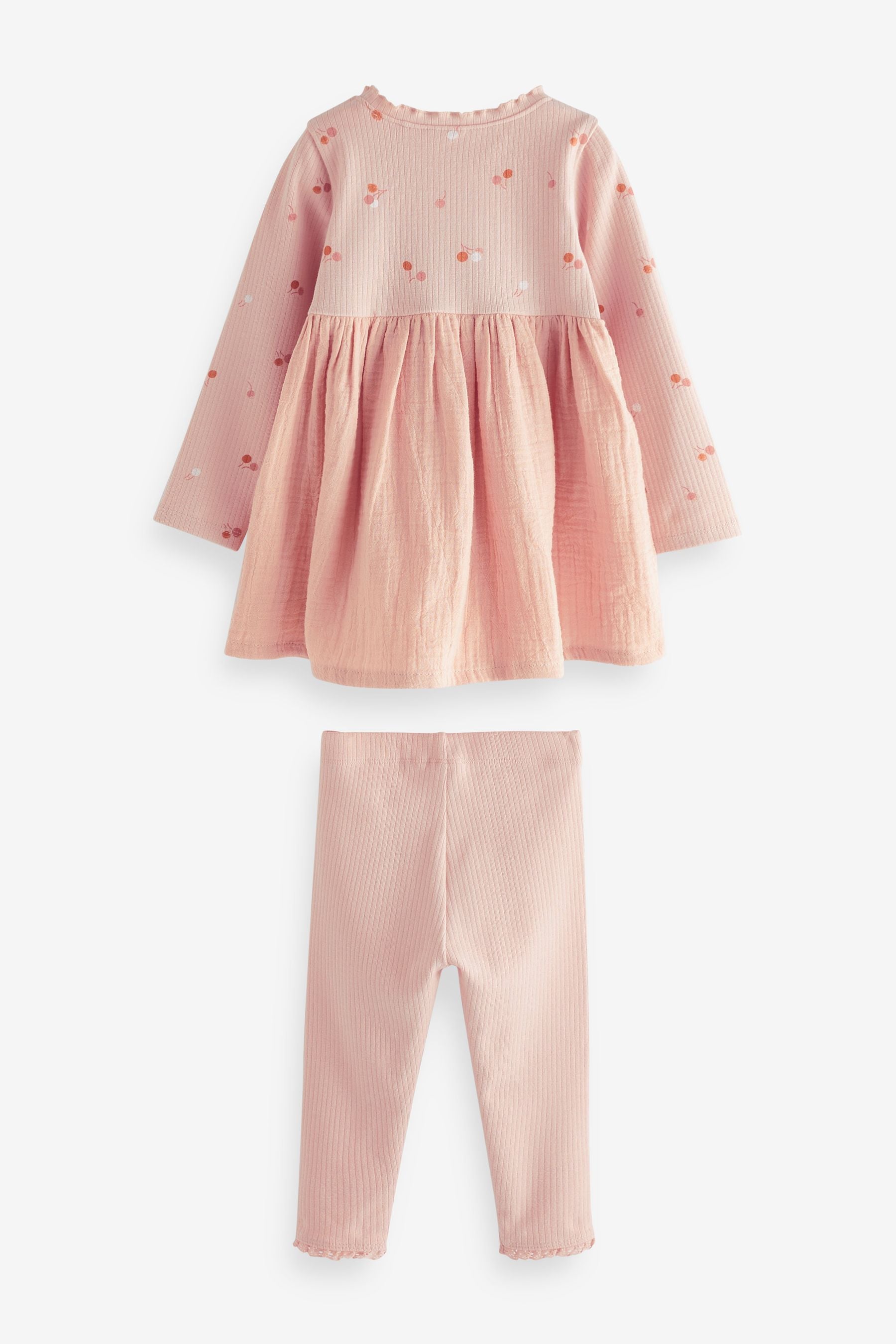 Pink Rib Jersey Dress & Leggings Set (3mths-7yrs)