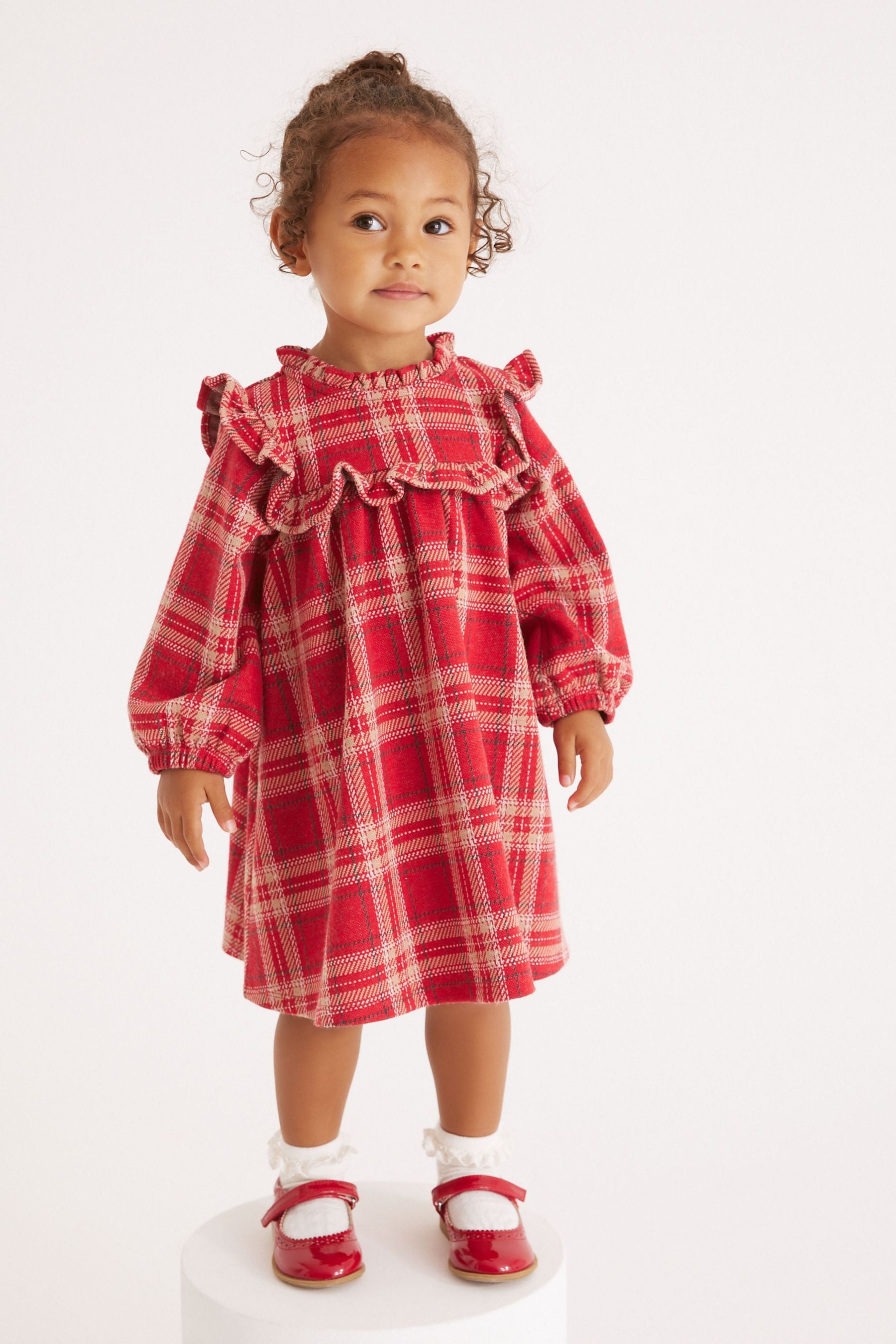 Red Check Ruffle Jersey Dress (3mths-7yrs)