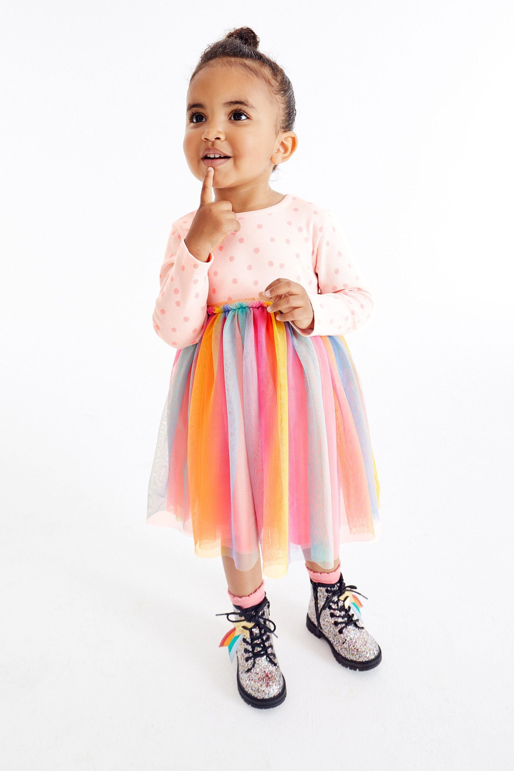 Bright Pink Mesh Party Dress (3mths-7yrs)