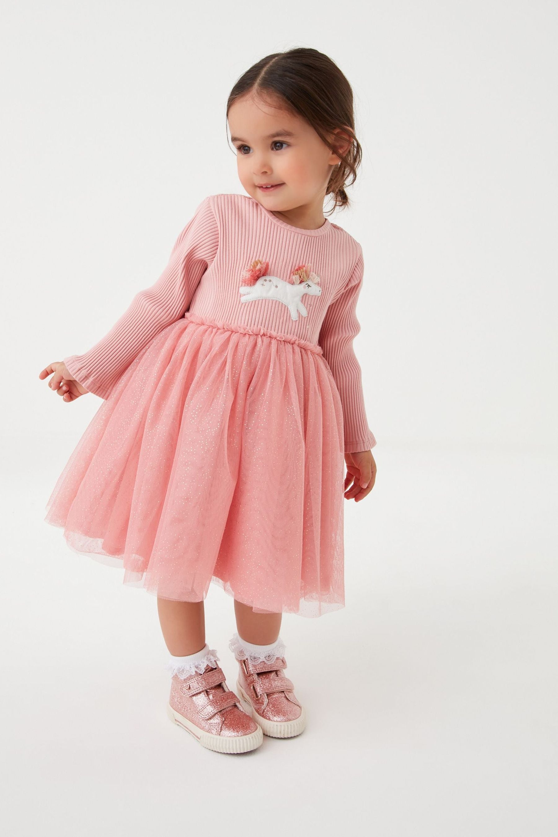 Pink Unicorn Next Mesh Party Dress (3mths-7yrs)