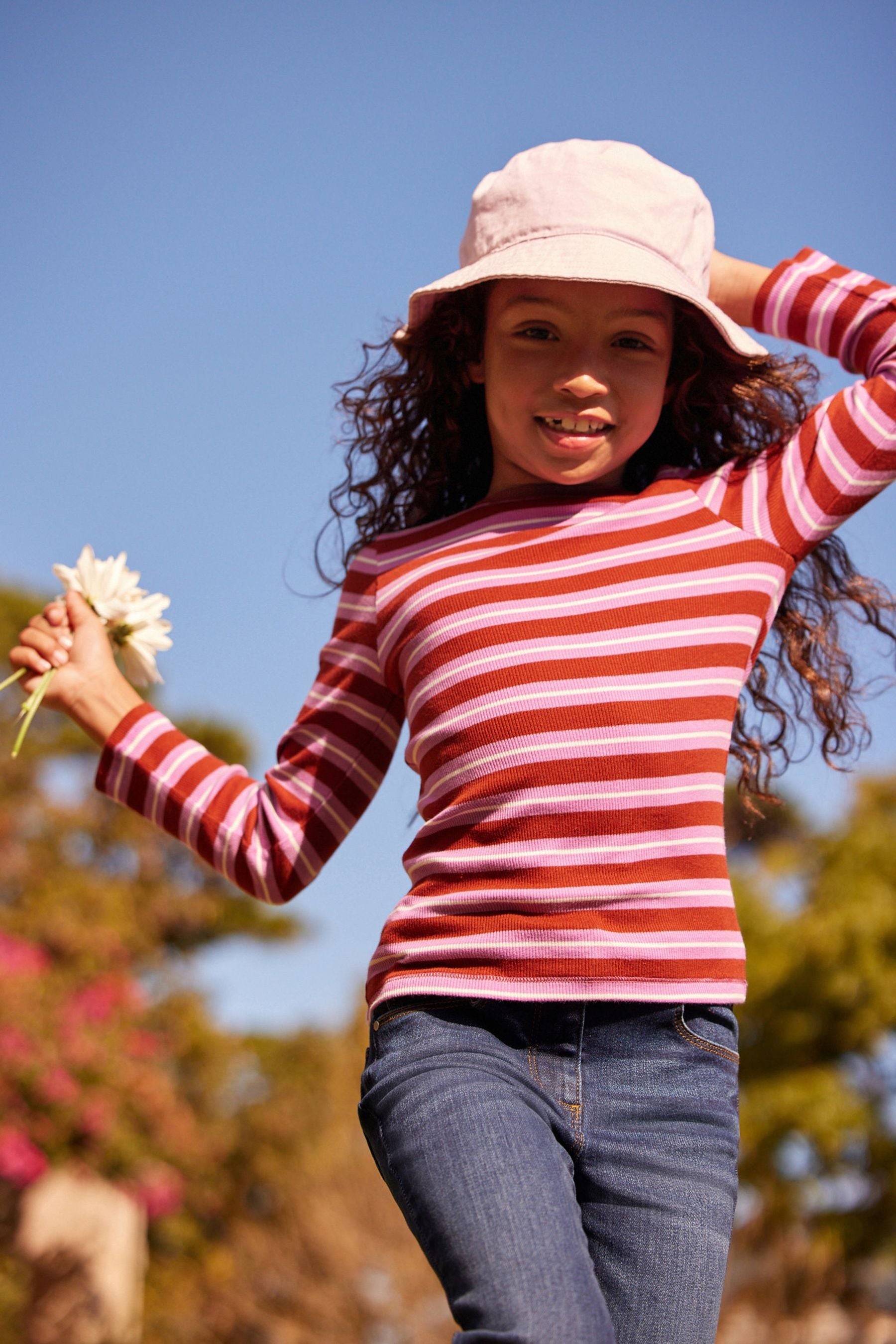 Berry/Pink Stripe Rib Long Sleeve T-Shirt (3-16yrs)