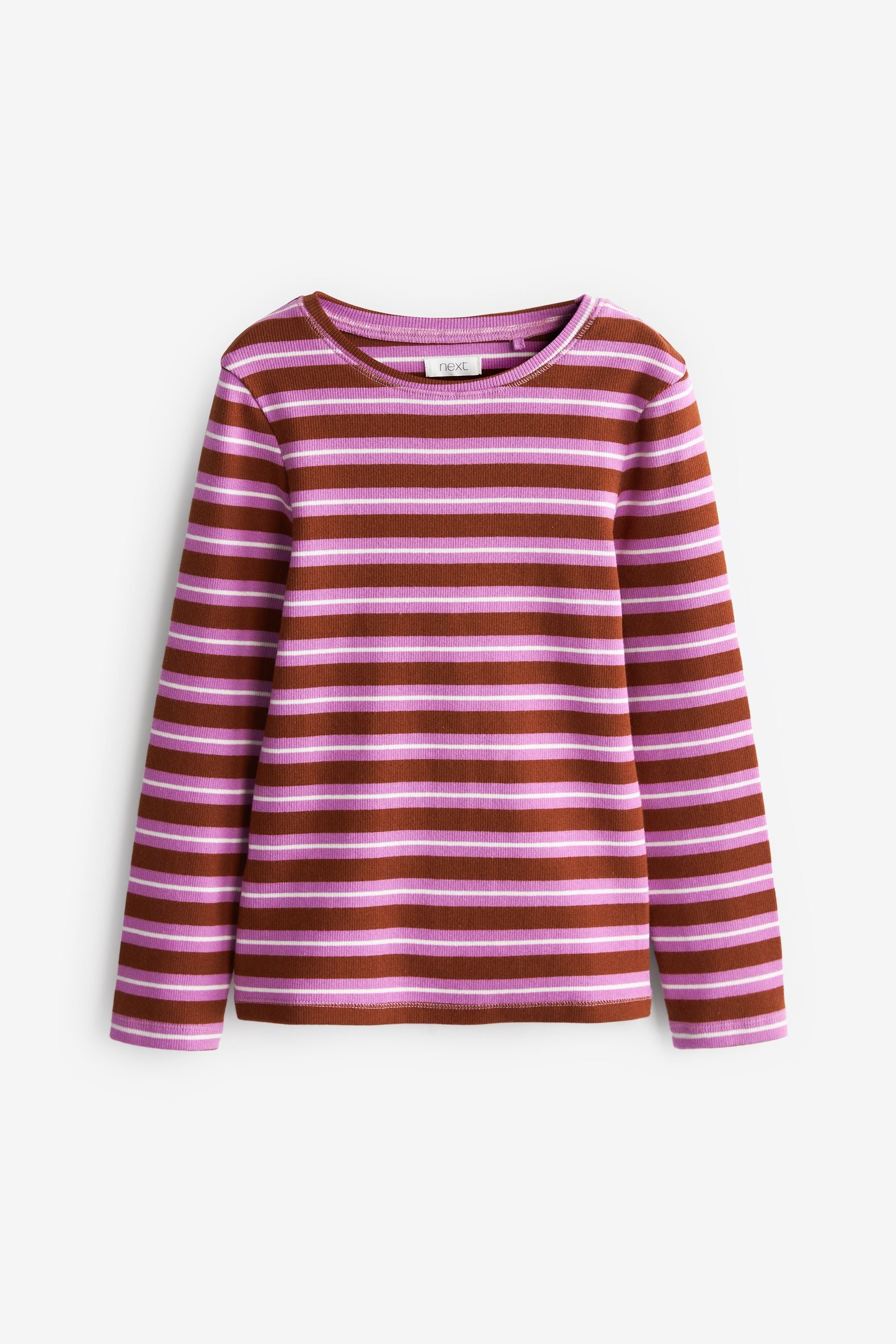 Berry/Pink Stripe Rib Long Sleeve T-Shirt (3-16yrs)