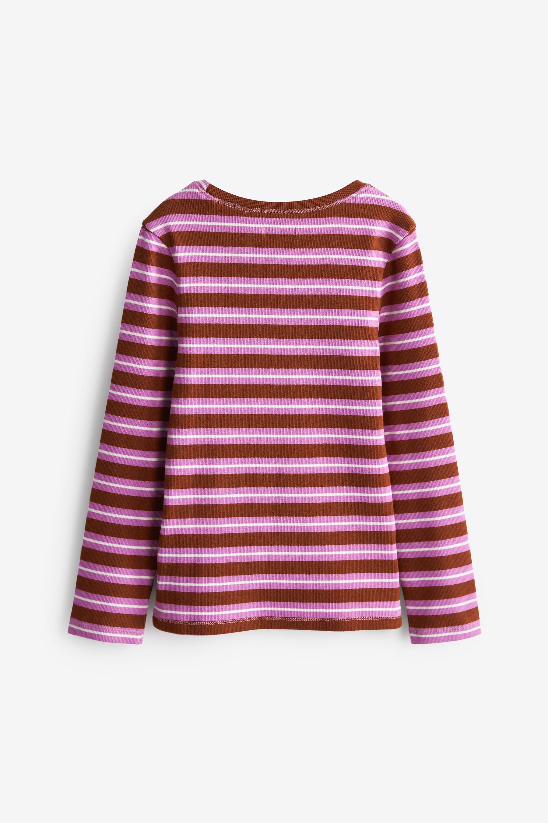 Berry/Pink Stripe Rib Long Sleeve T-Shirt (3-16yrs)