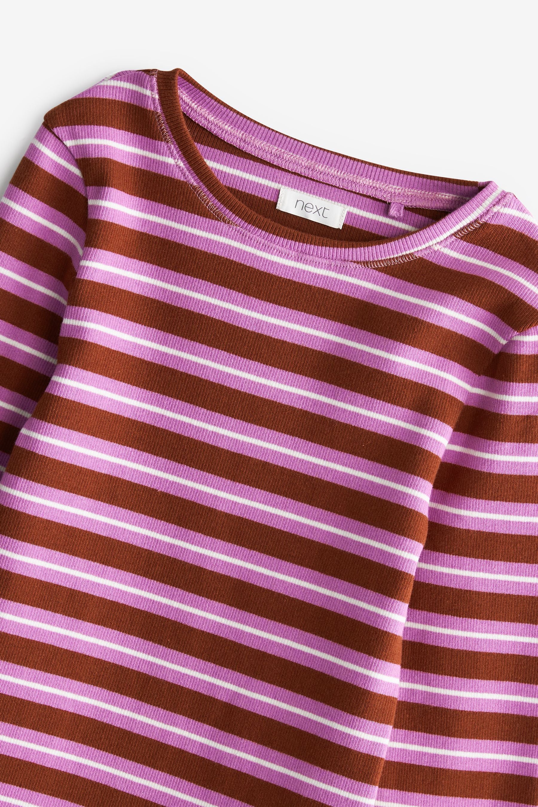 Berry/Pink Stripe Rib Long Sleeve T-Shirt (3-16yrs)