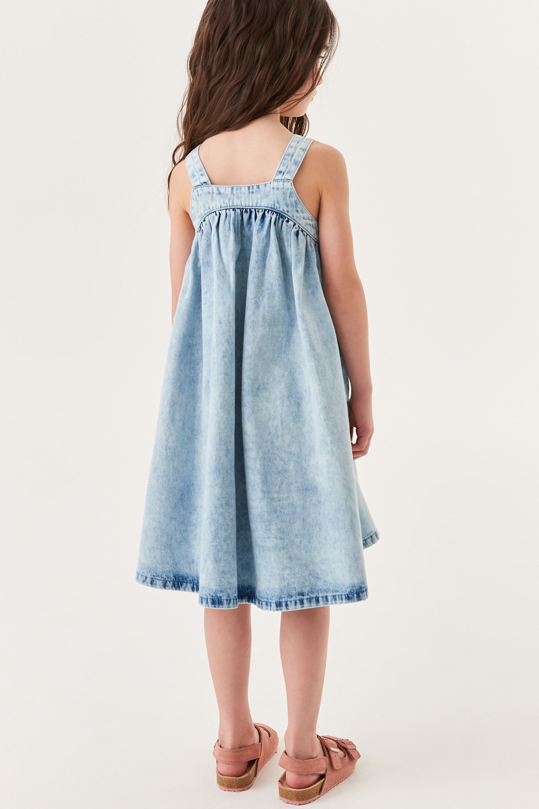 Blue Denim Buttoned Strap Denim Dress (3-16yrs)