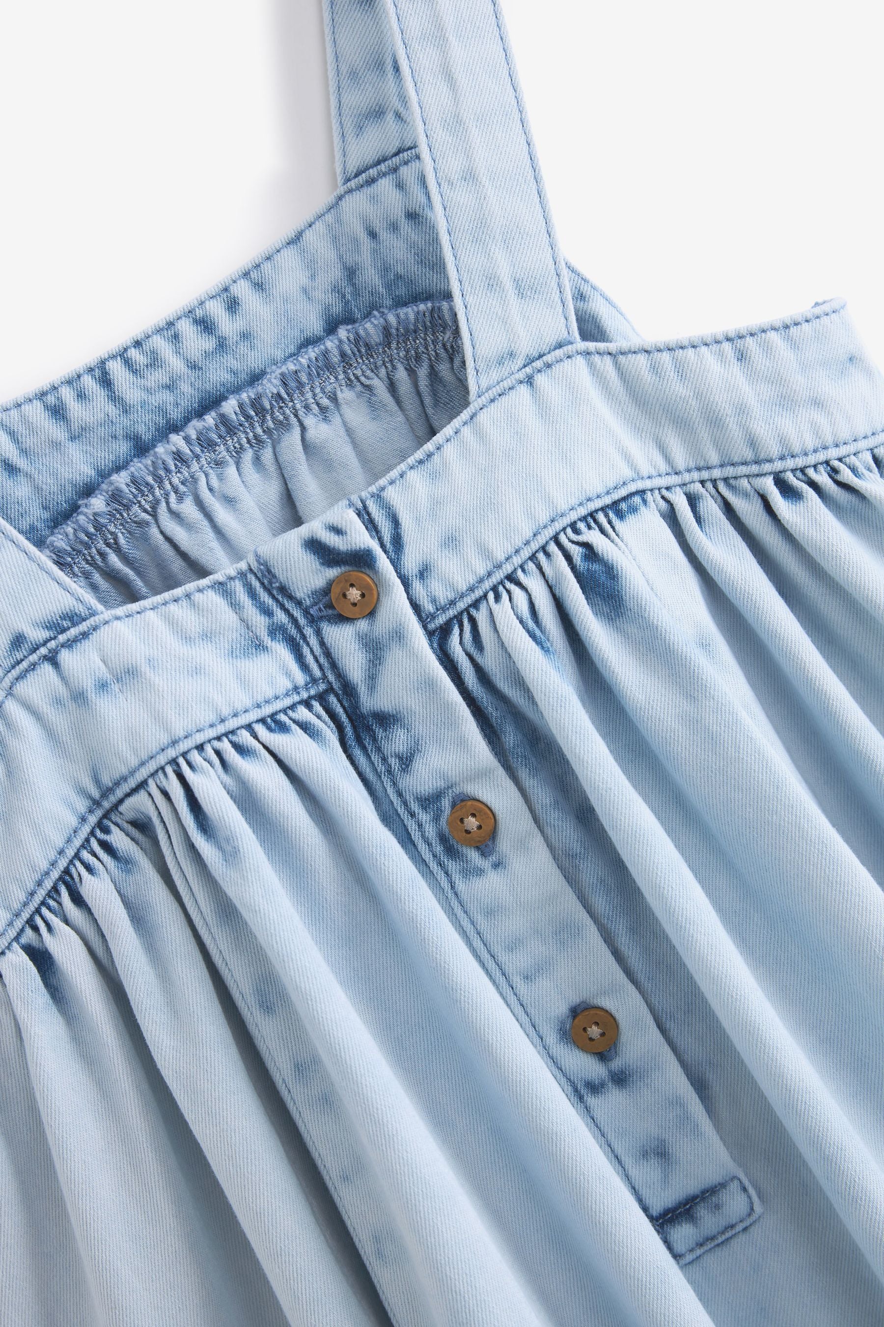 Blue Denim Buttoned Strap Denim Dress (3-16yrs)