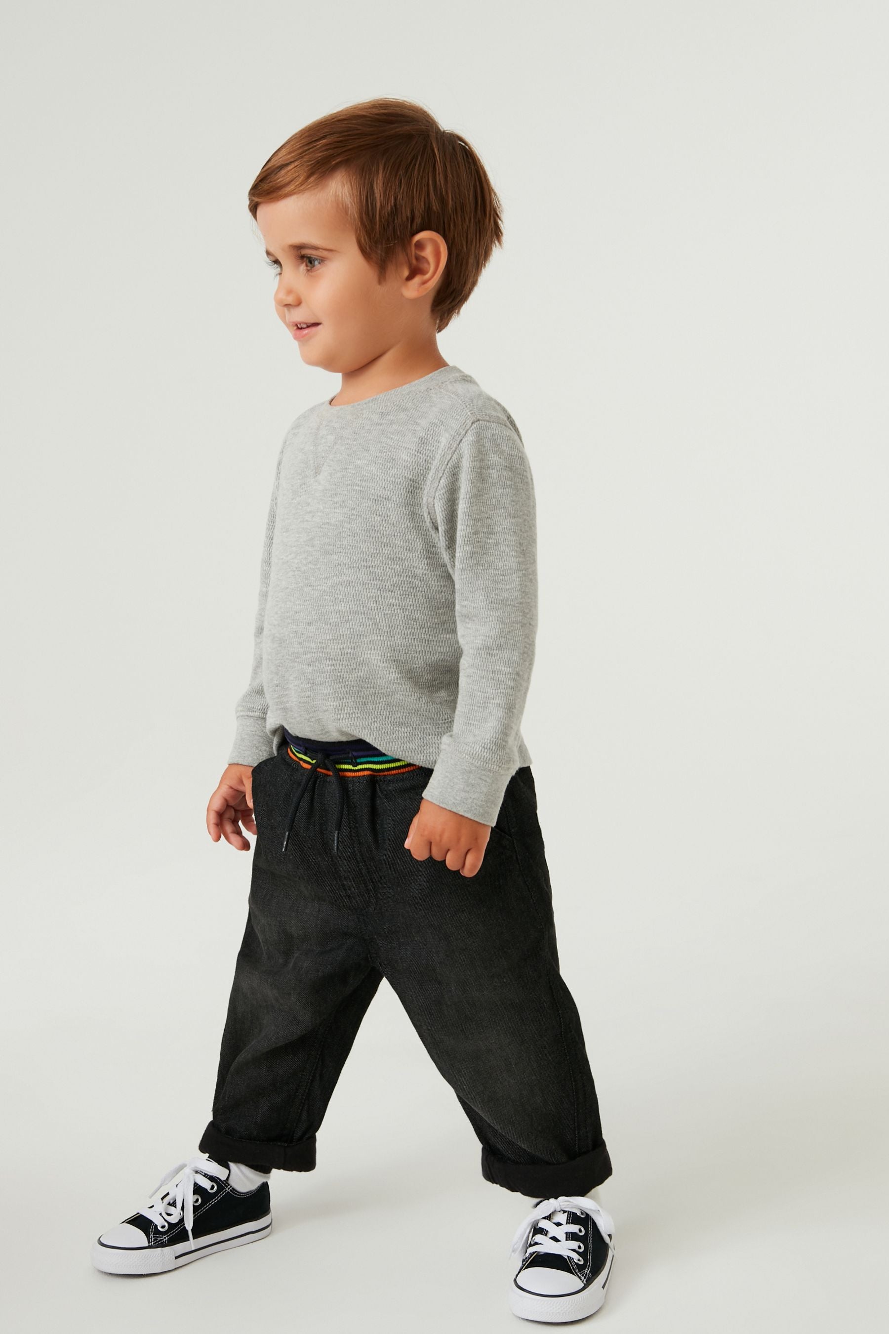 Black Denim Rib Waist Lined Pull On Jeans (3mths-7yrs)