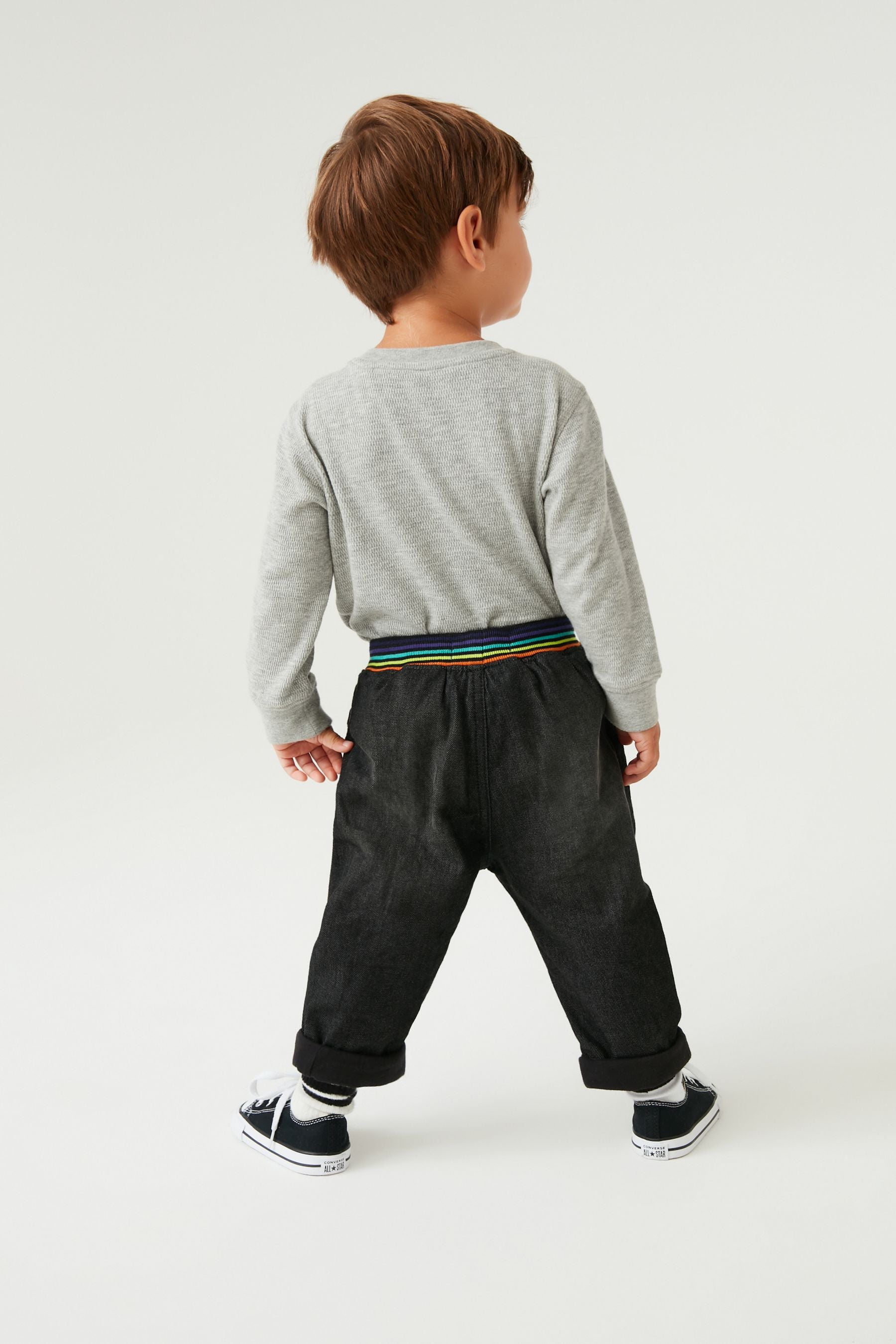 Black Denim Rib Waist Lined Pull On Jeans (3mths-7yrs)