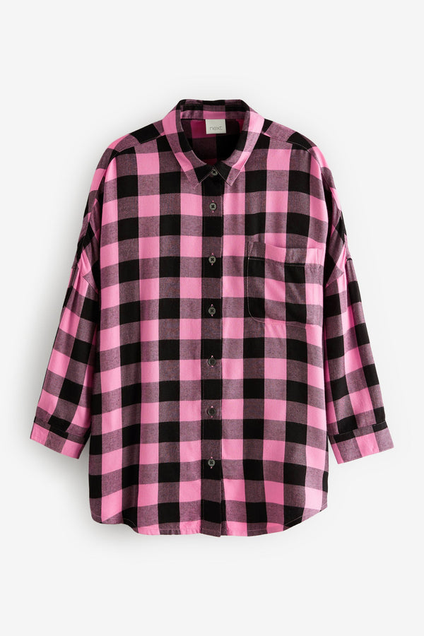 Bright Pink Check Oversized Shirt (3-16yrs)