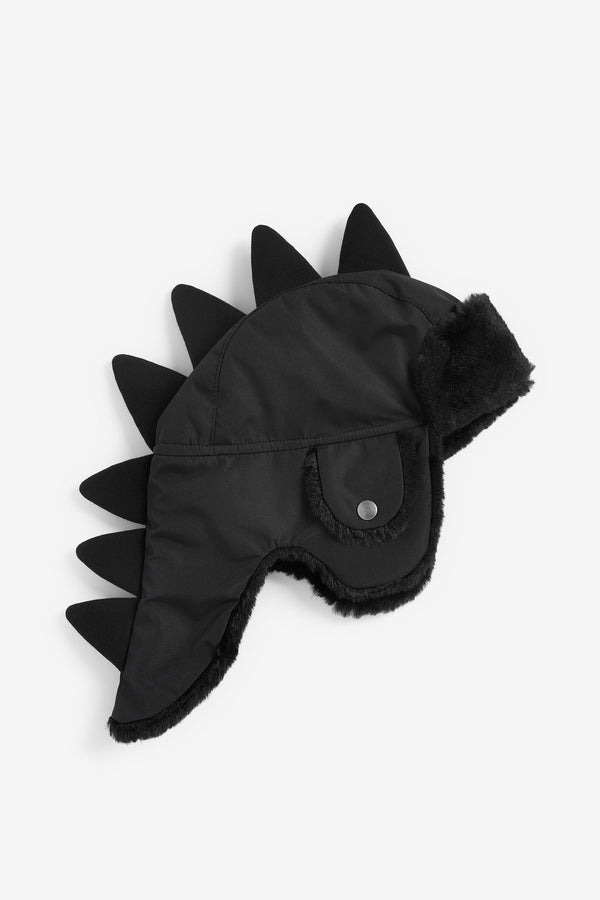 Black Dino Trapper Hat (1-10yrs)