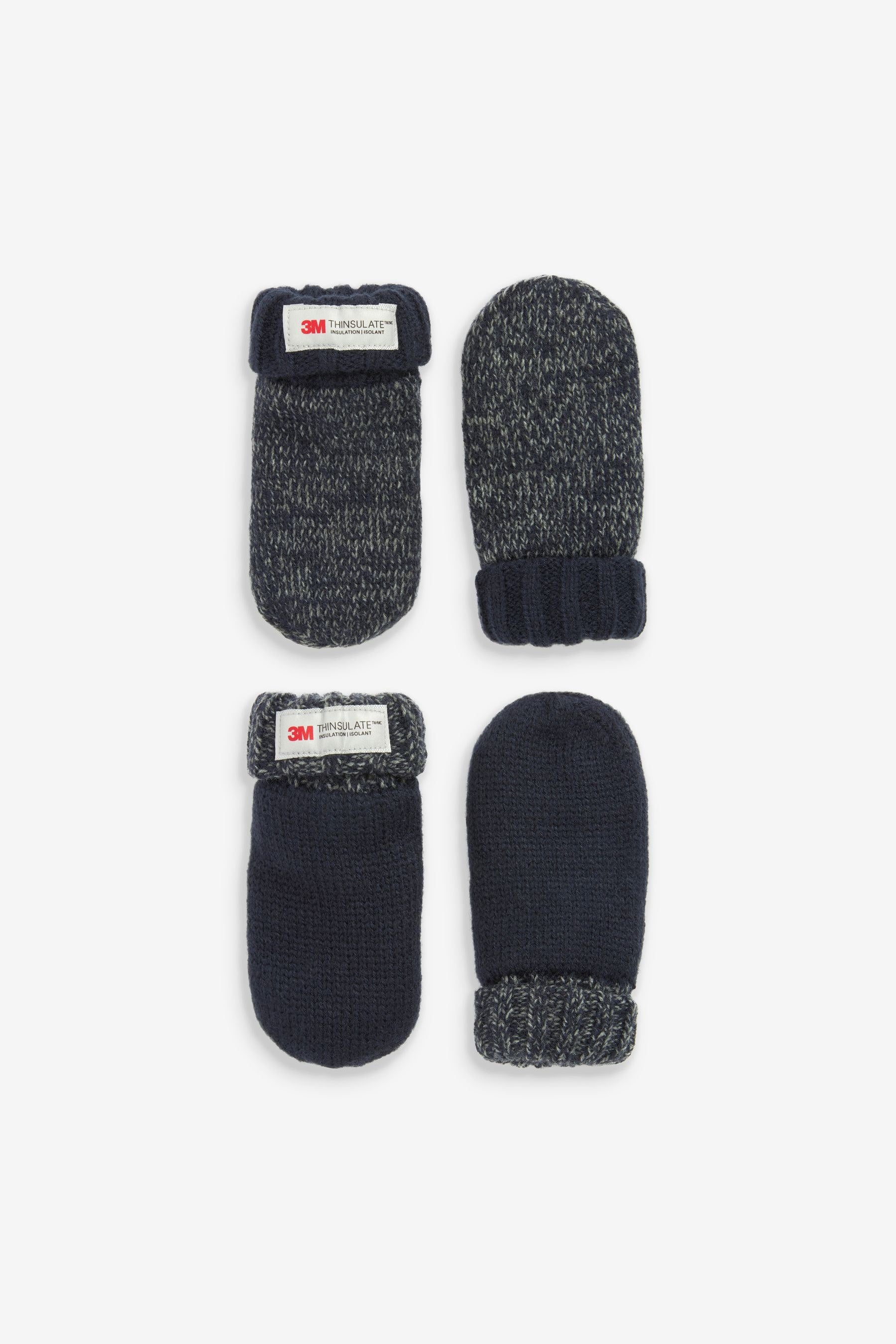 Navy Blue 2 Pack Thinsulate Mittens (3mths-6yrs)