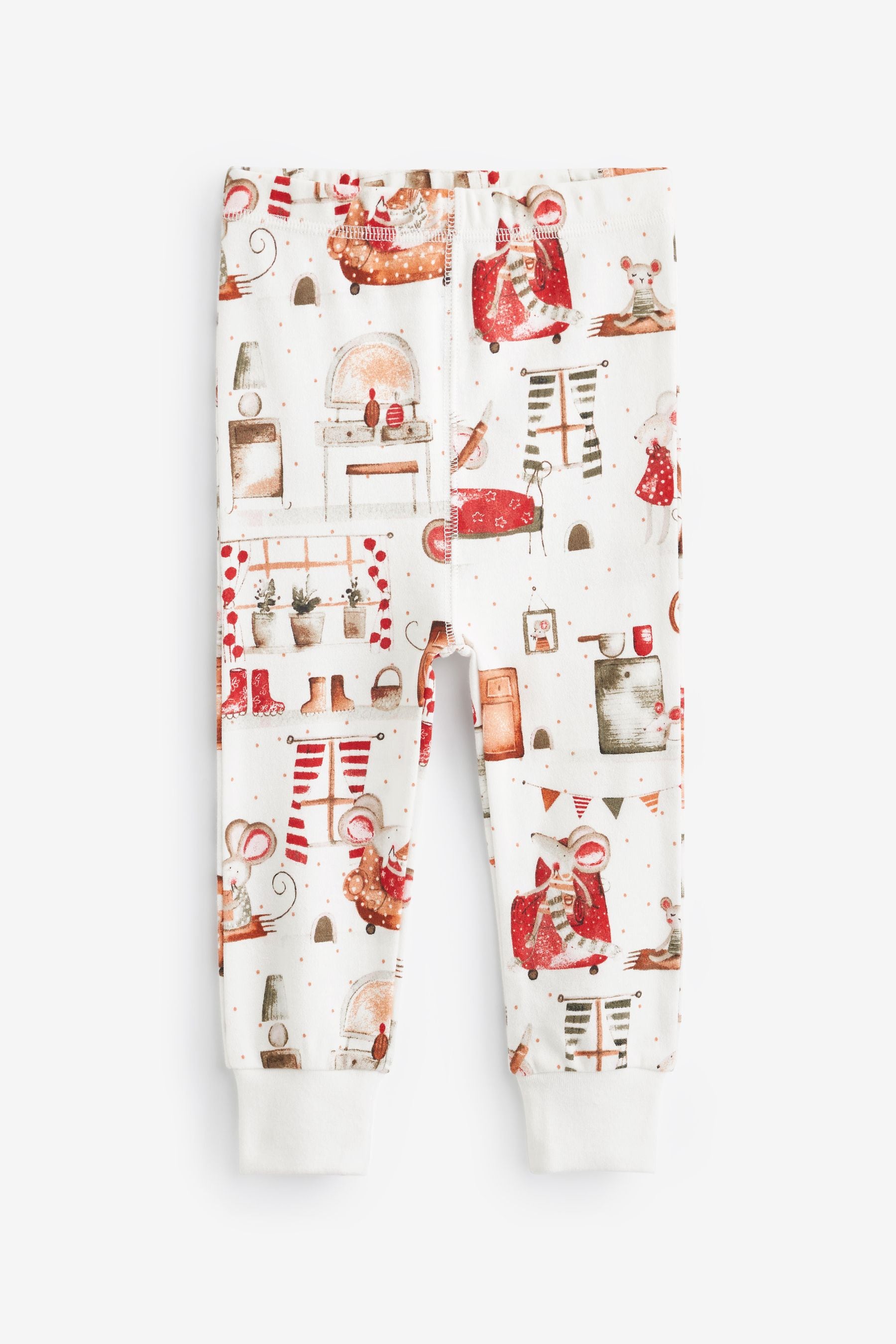 Red/Cream Mouse 3 Pack Pyjamas (9mths-12yrs)