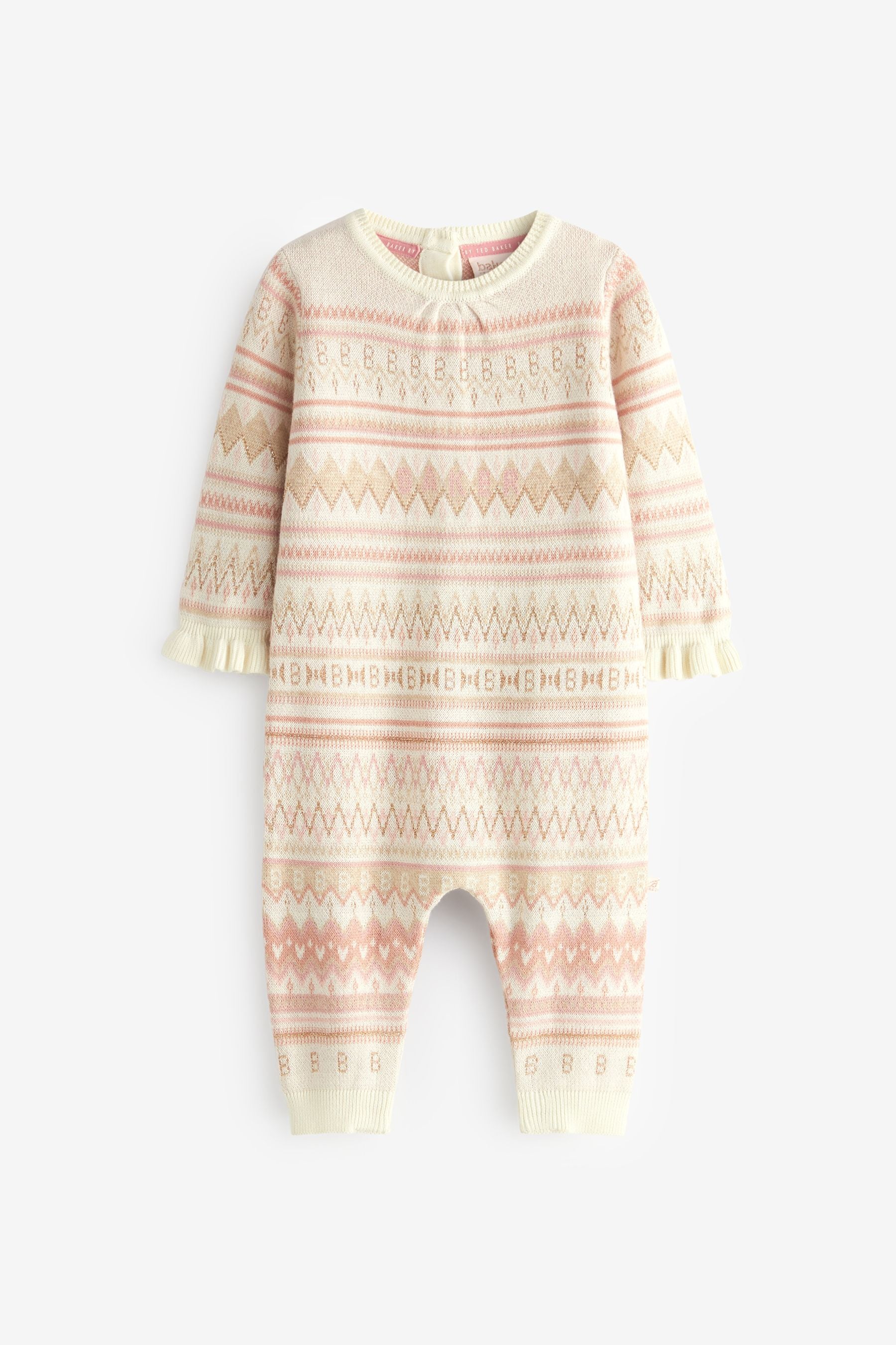 Baker by Ted Baker Cream Fairisle Pattern Romper