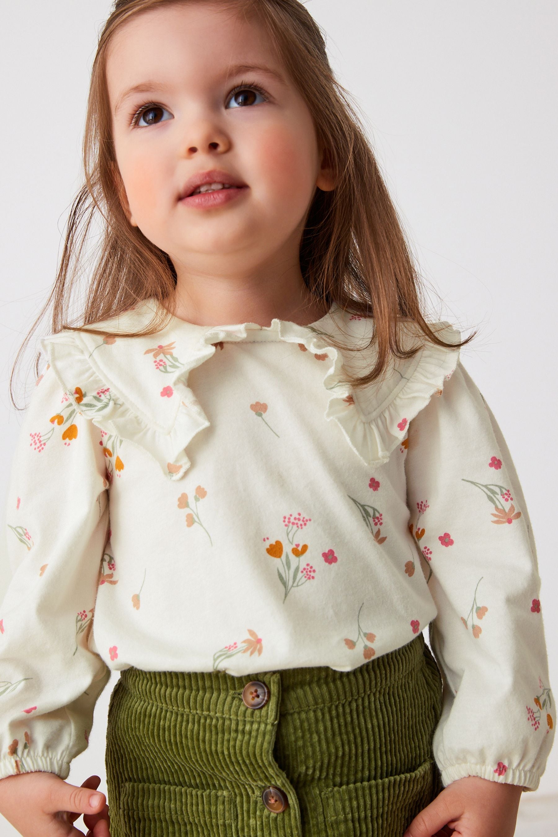 Cream Ditsy Collared Cotton Blouse (3mths-7yrs)