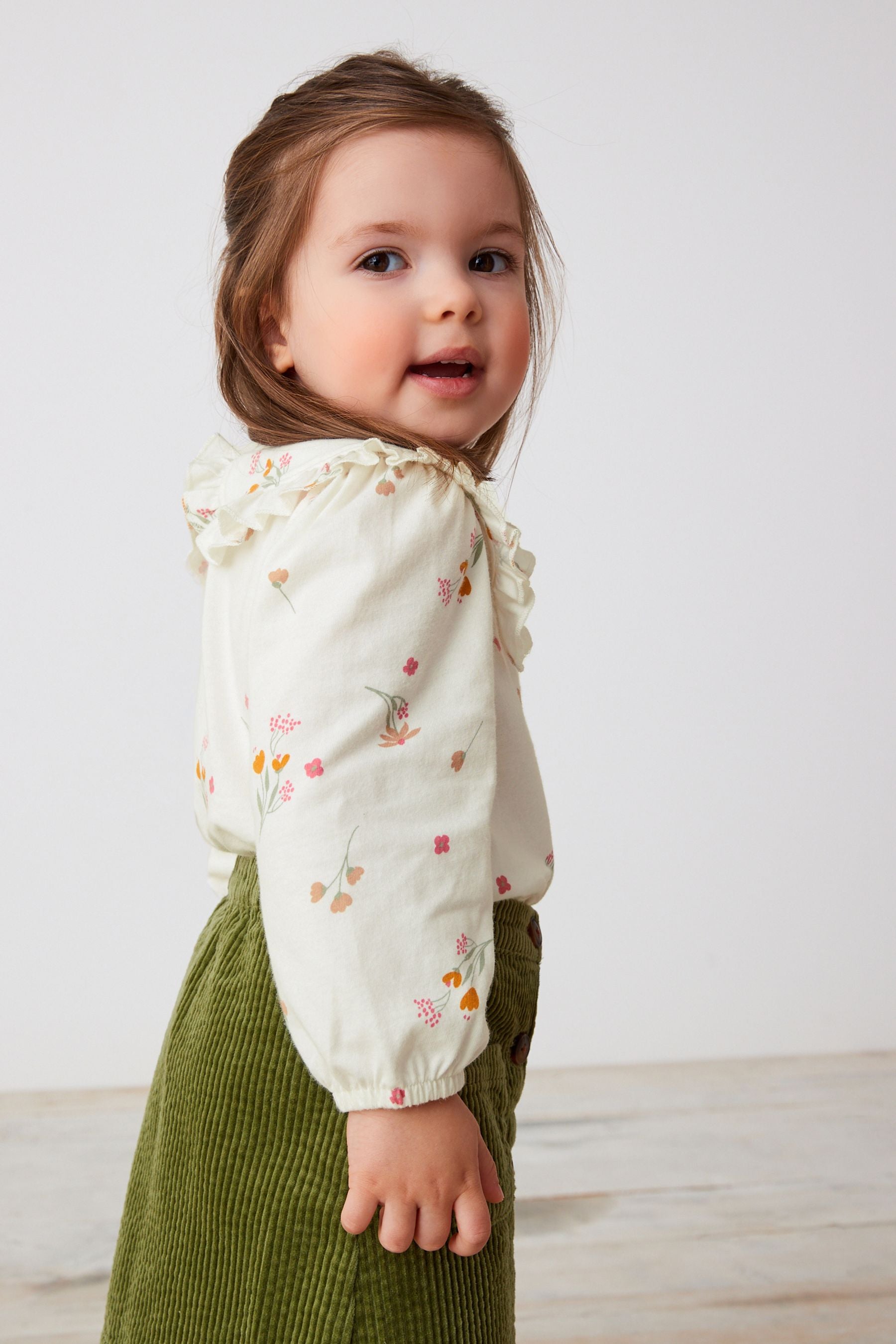 Cream Ditsy Collared Cotton Blouse (3mths-7yrs)