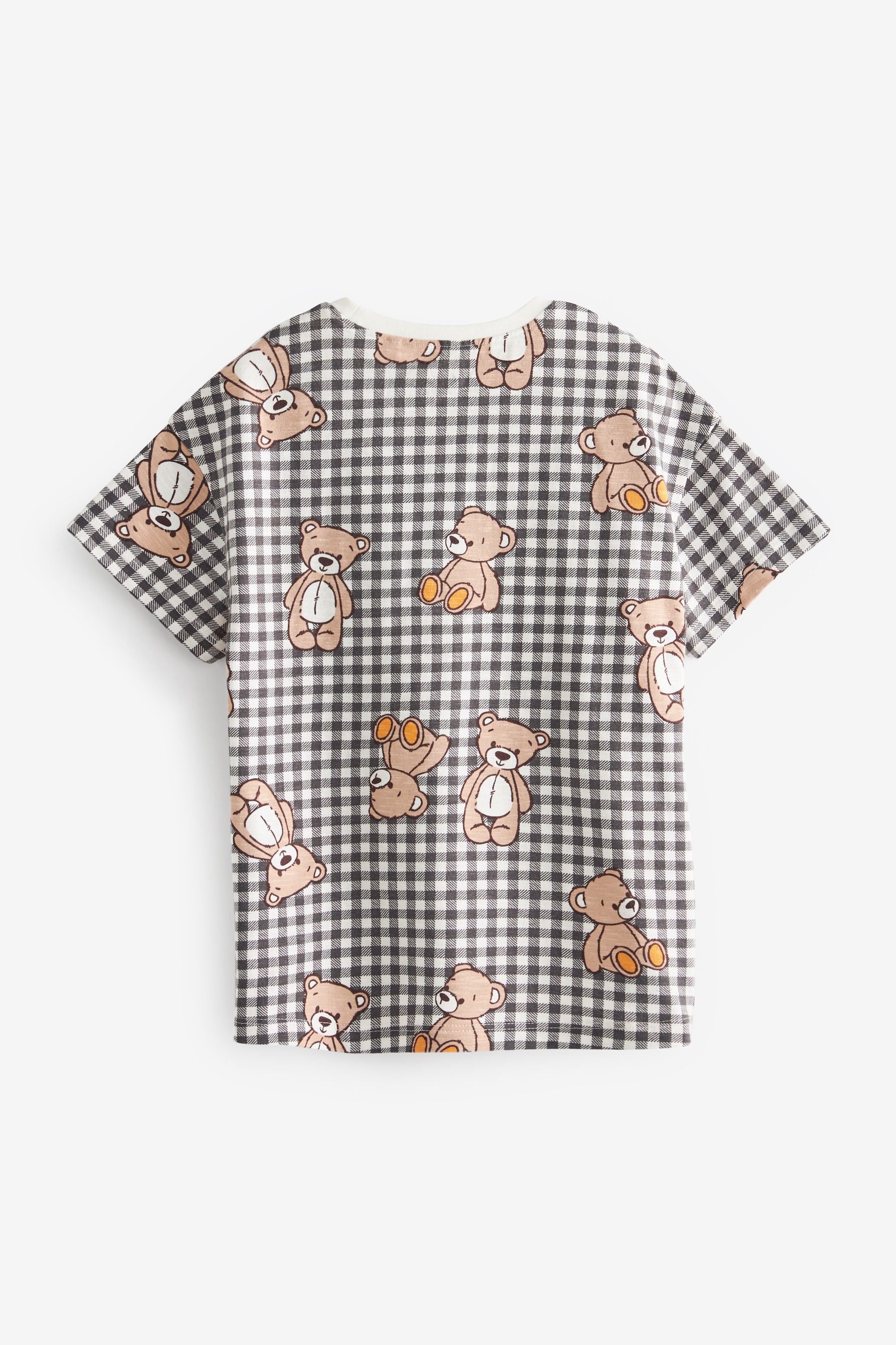 Black/White Check Bear Longline T-Shirt (3mths-7yrs)