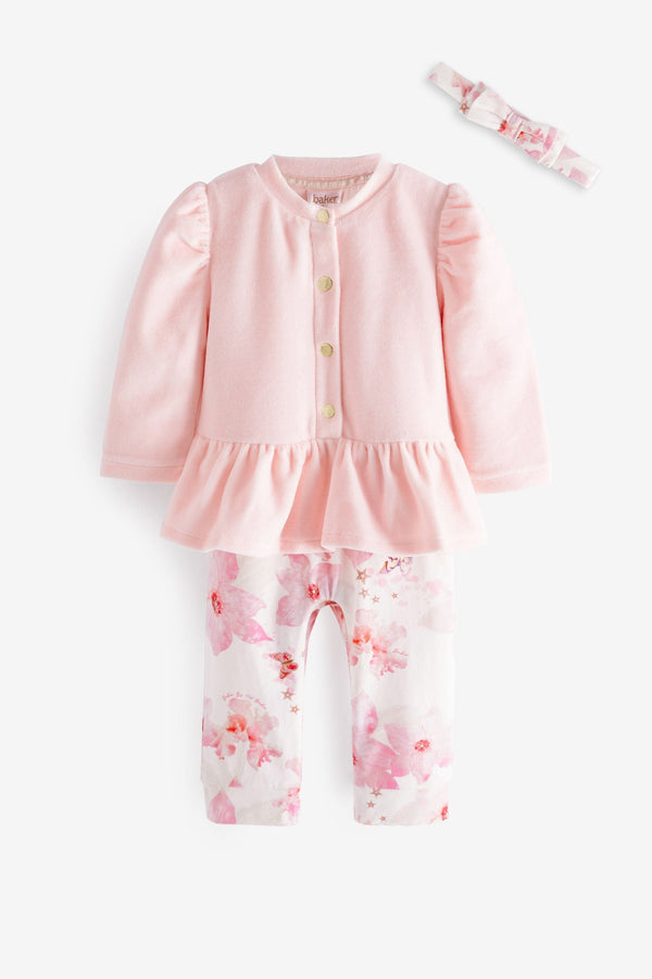 Pink Baker by Ted Baker Pink Velour Romper