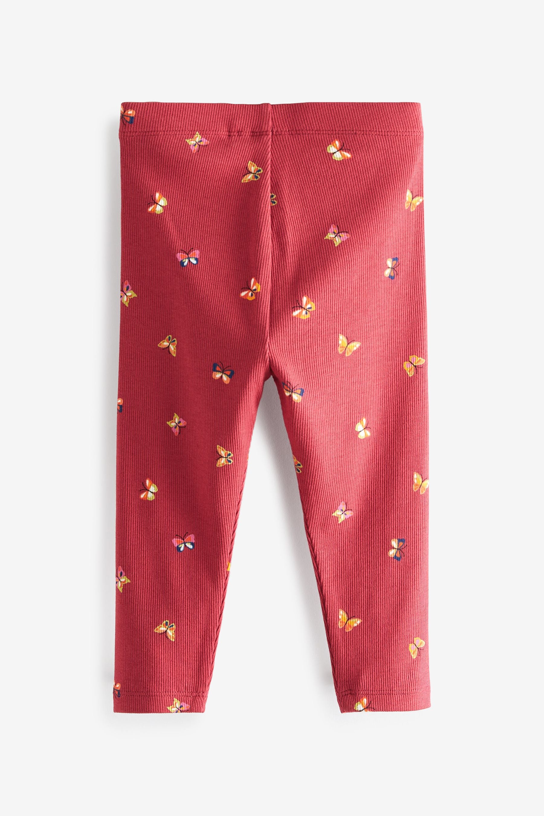 Burgundy Red Butterfly Rib Jersey Leggings (3mths-7yrs)