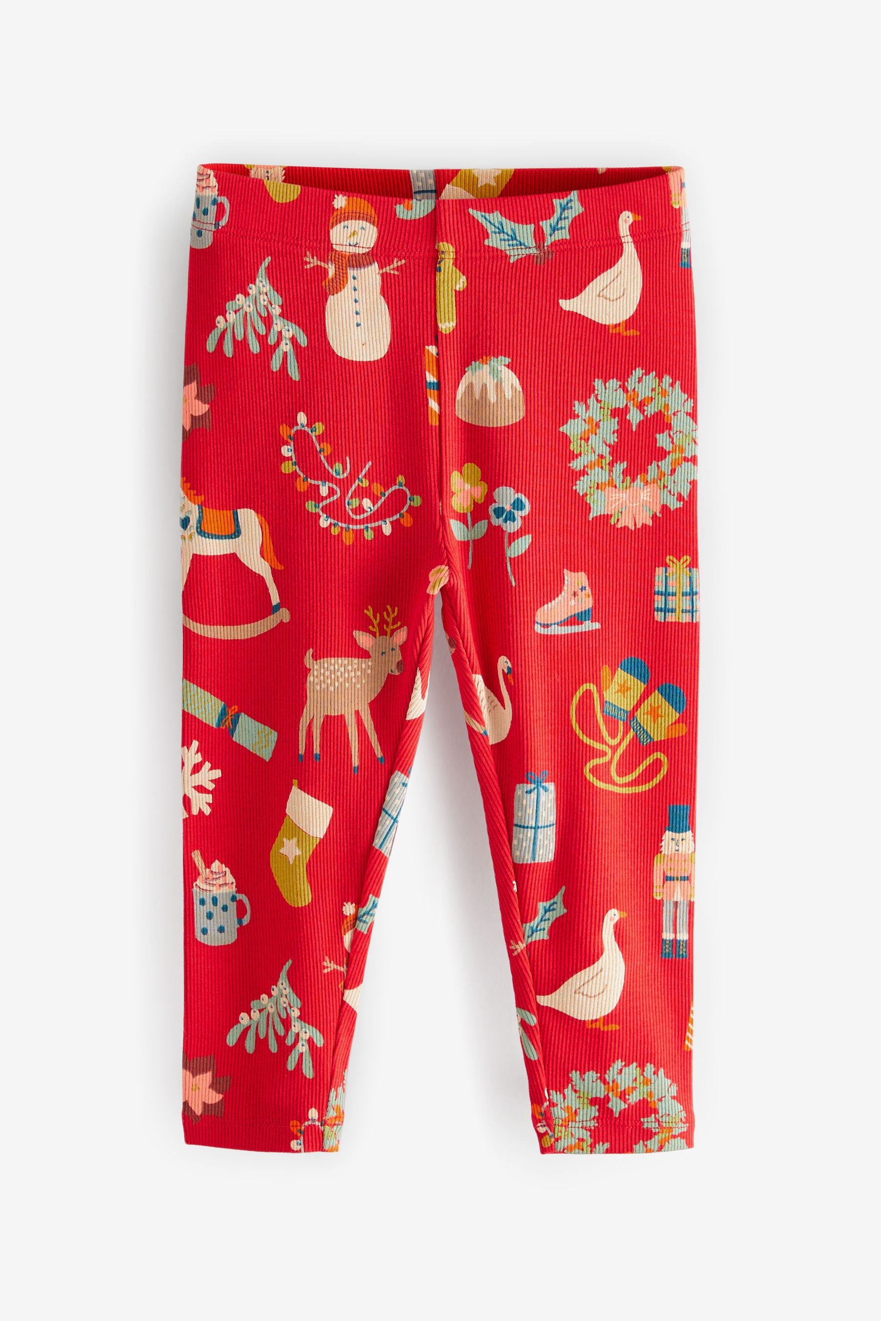 Red Christmas Rib Jersey Leggings (3mths-7yrs)