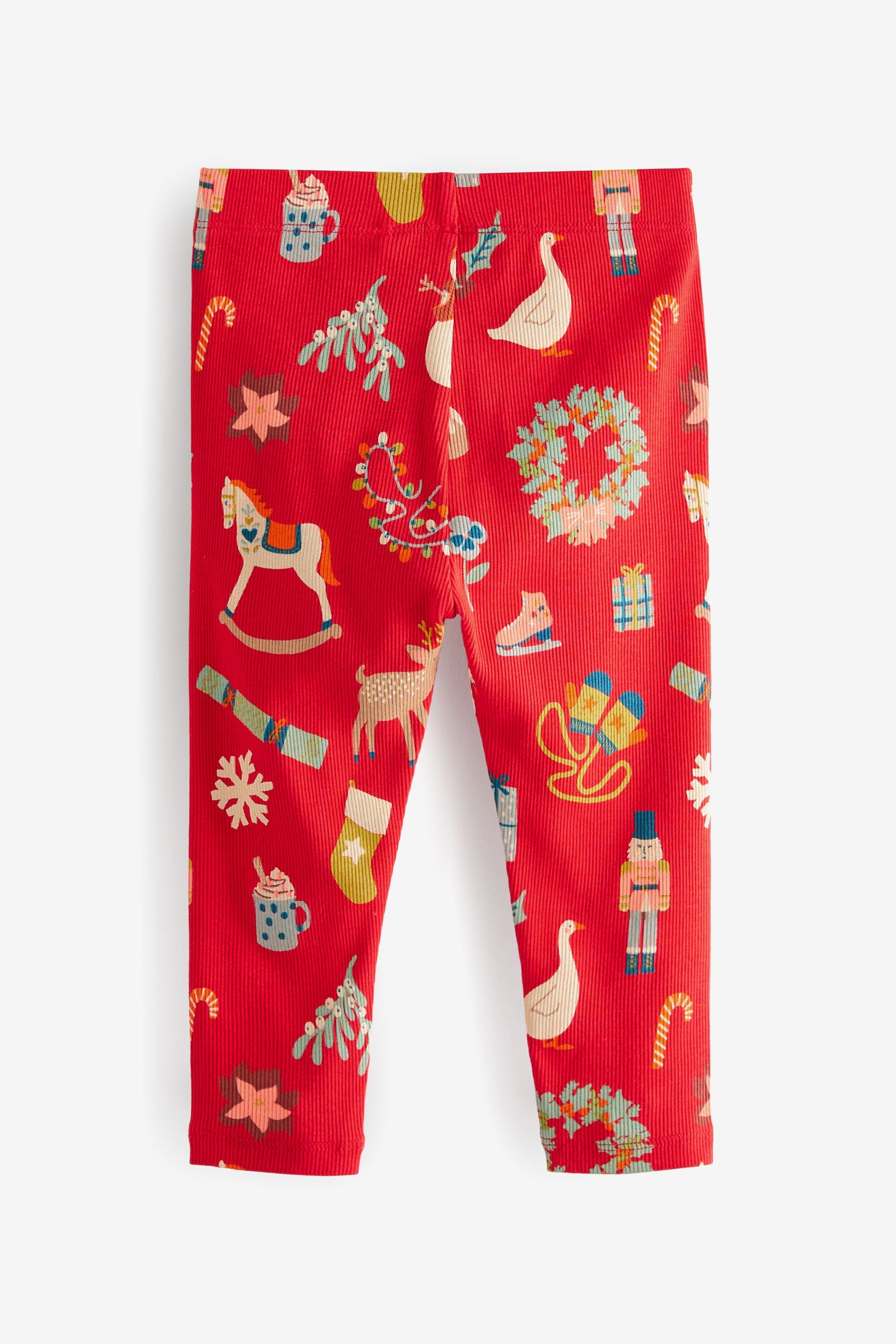 Red Christmas Rib Jersey Leggings (3mths-7yrs)