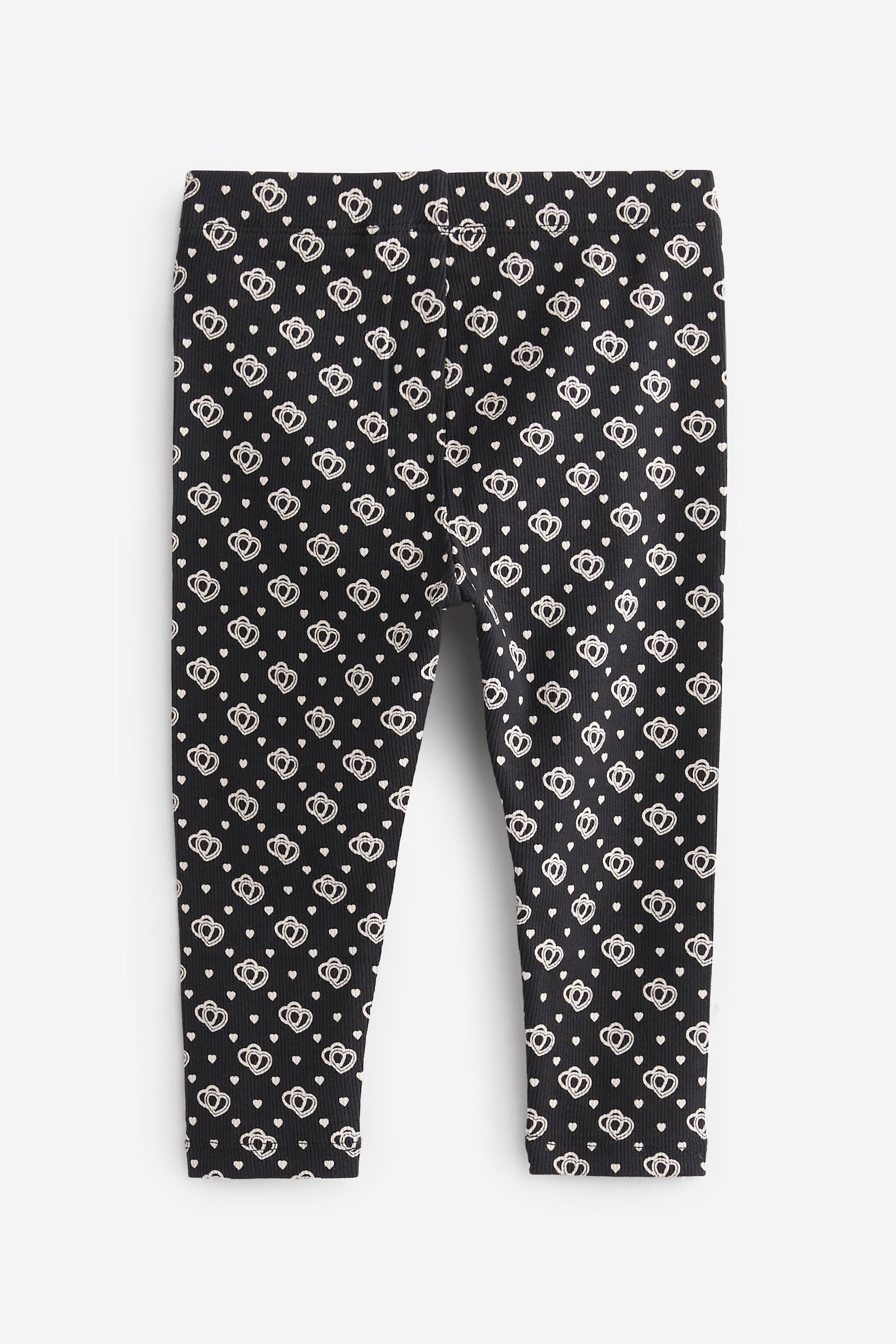 Monochrome Heart Rib Jersey Leggings (3mths-7yrs)