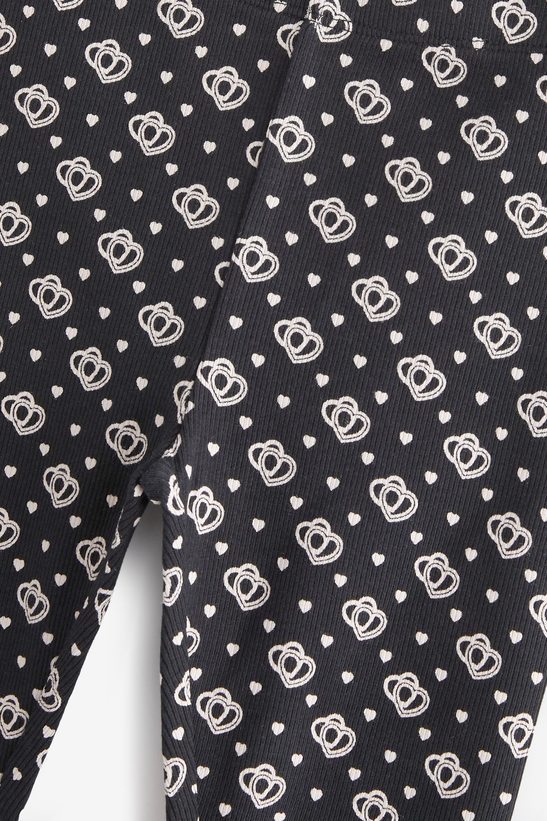 Monochrome Heart Rib Jersey Leggings (3mths-7yrs)