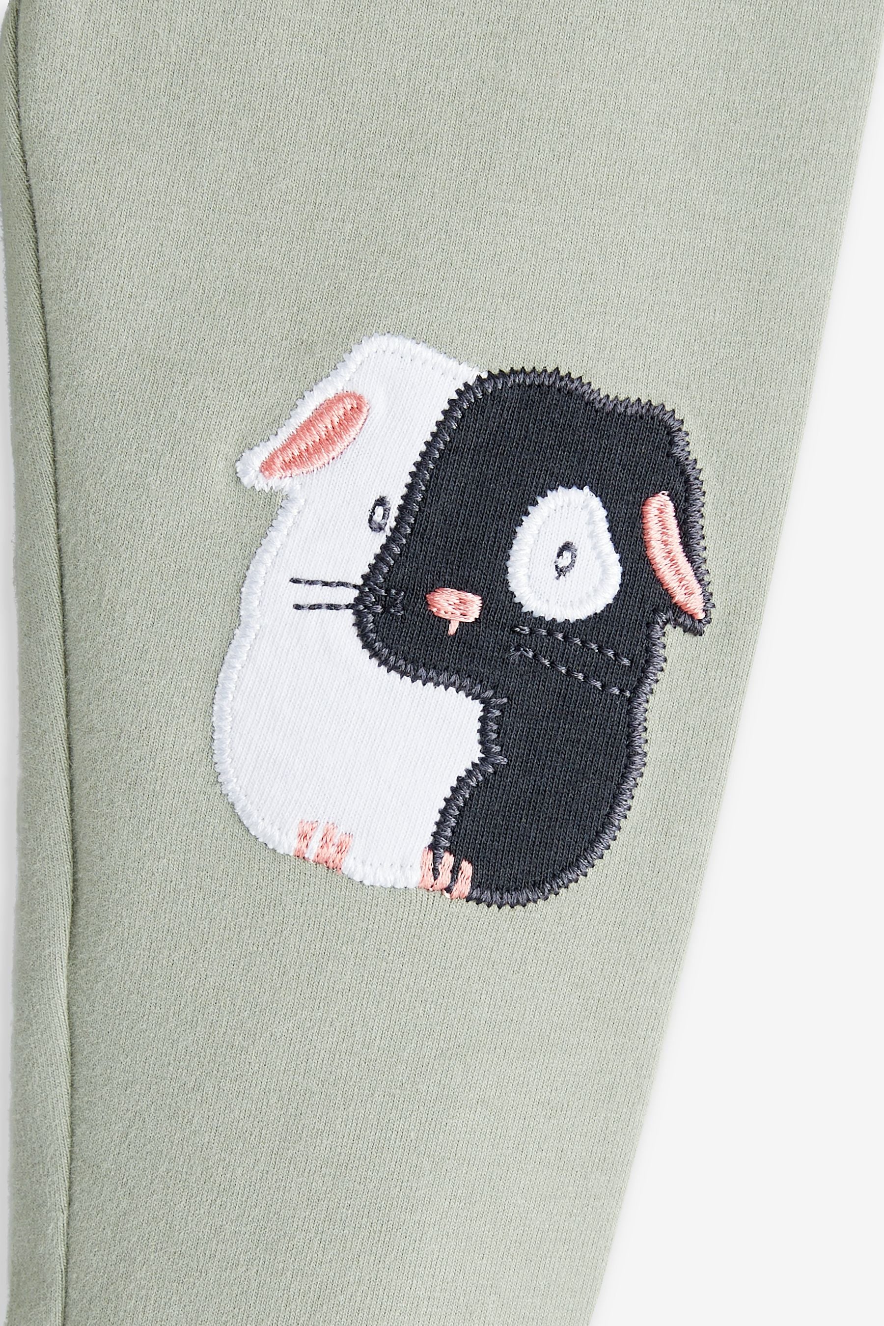 Sage Green Guinea Pig Embroidered Leggings (3mths-7yrs)