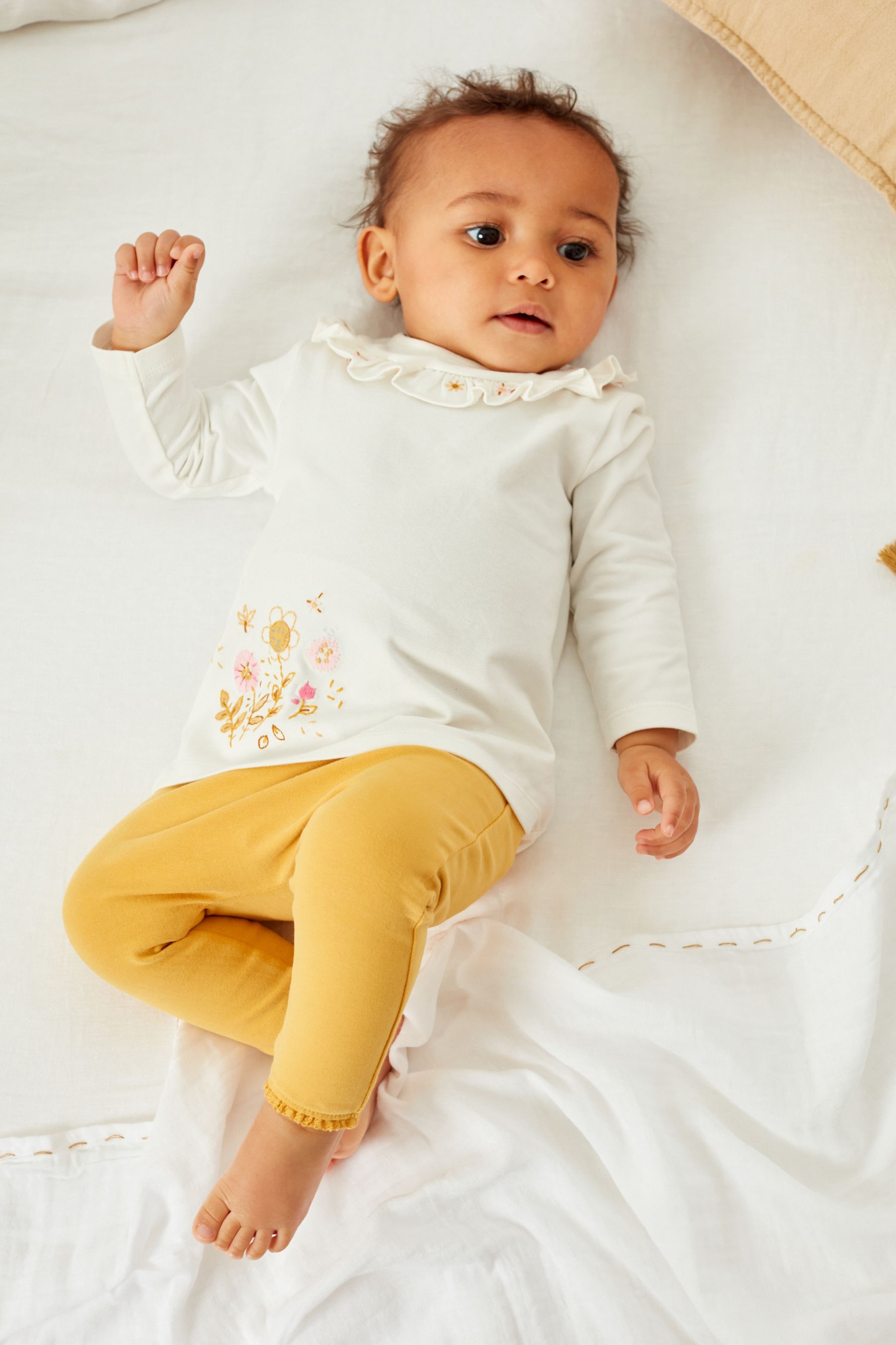 Ochre Yellow 6 Piece Baby T-Shirts and Leggings Set