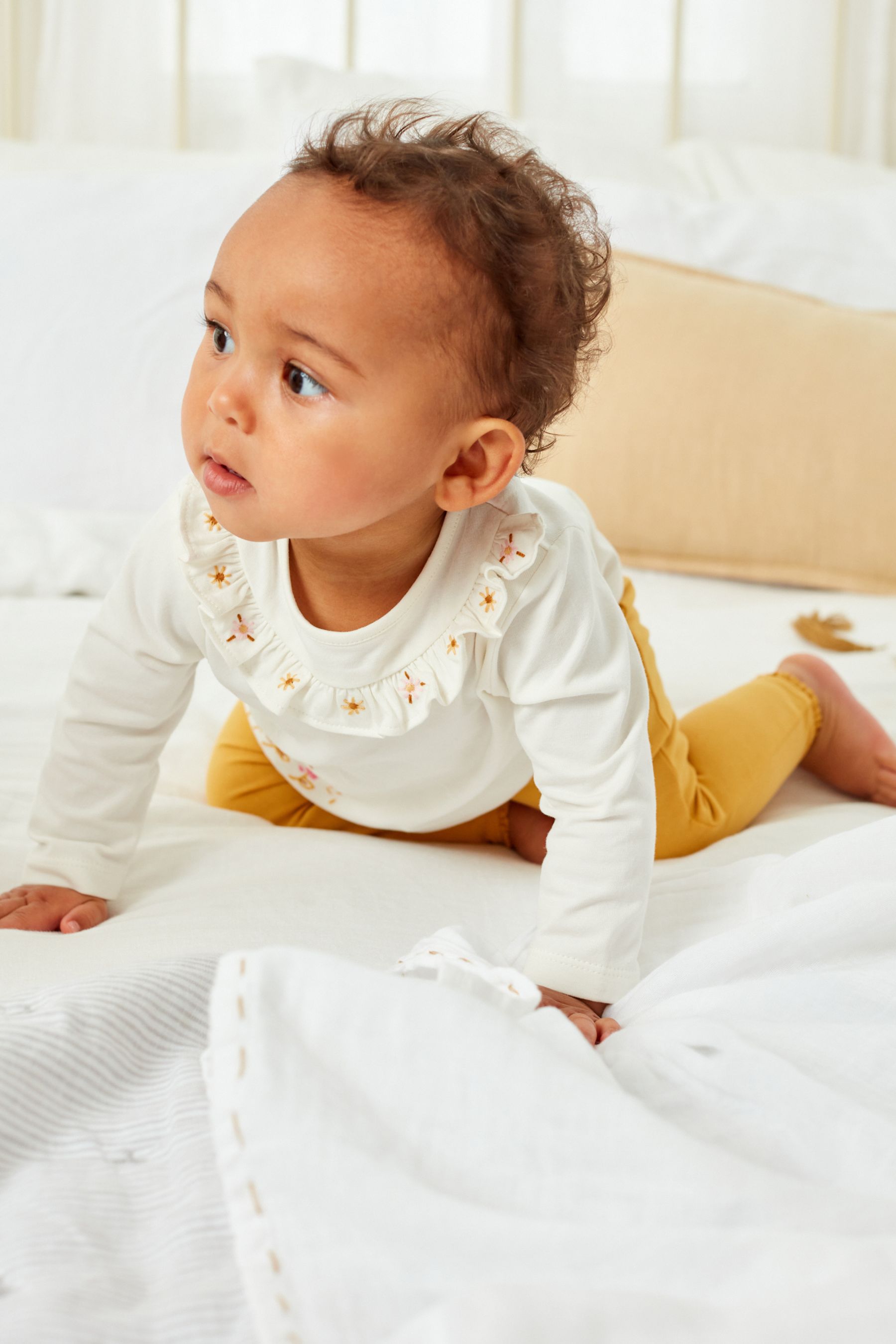 Ochre Yellow 6 Piece Baby T-Shirts and Leggings Set