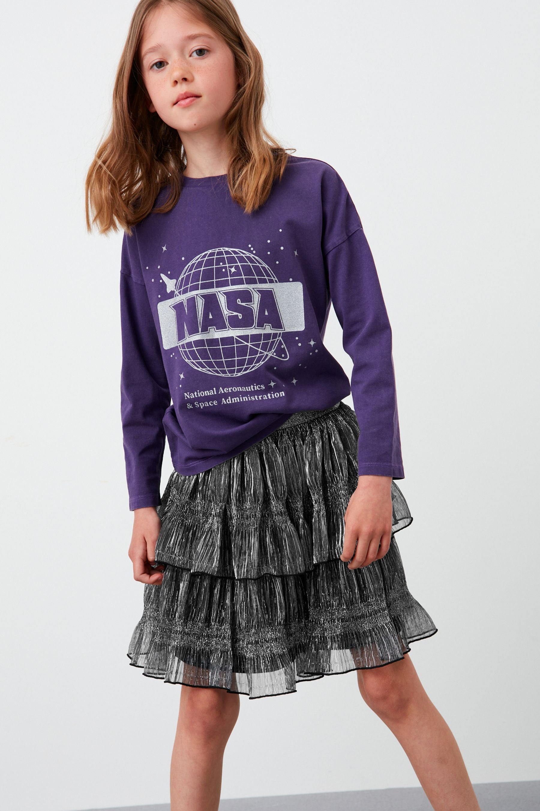 Purple NASA Long Sleeve T-Shirt (3-16yrs)