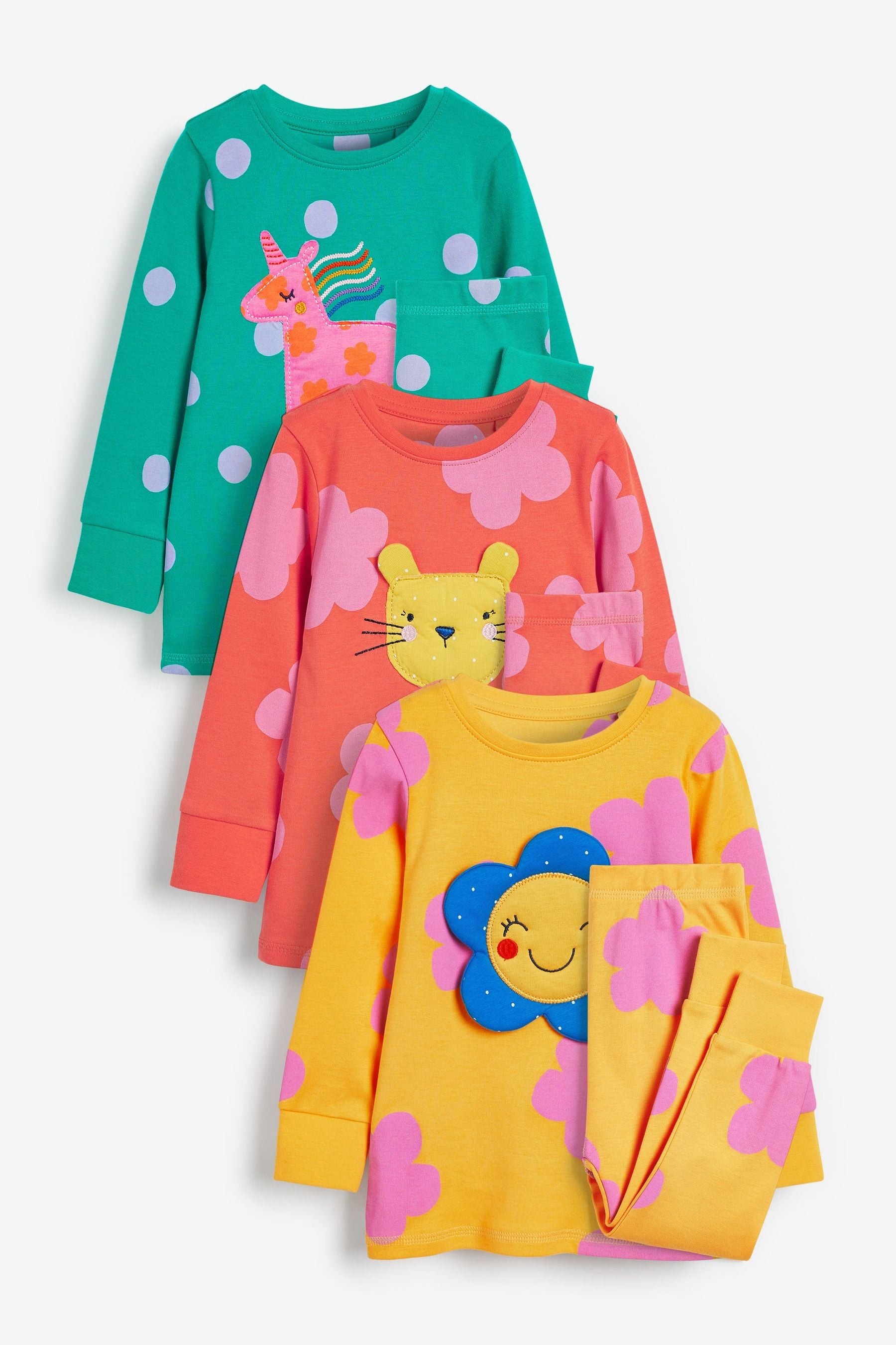 Multi Bright 3D Character Pyjamas 3 Pack (9mths-8yrs)