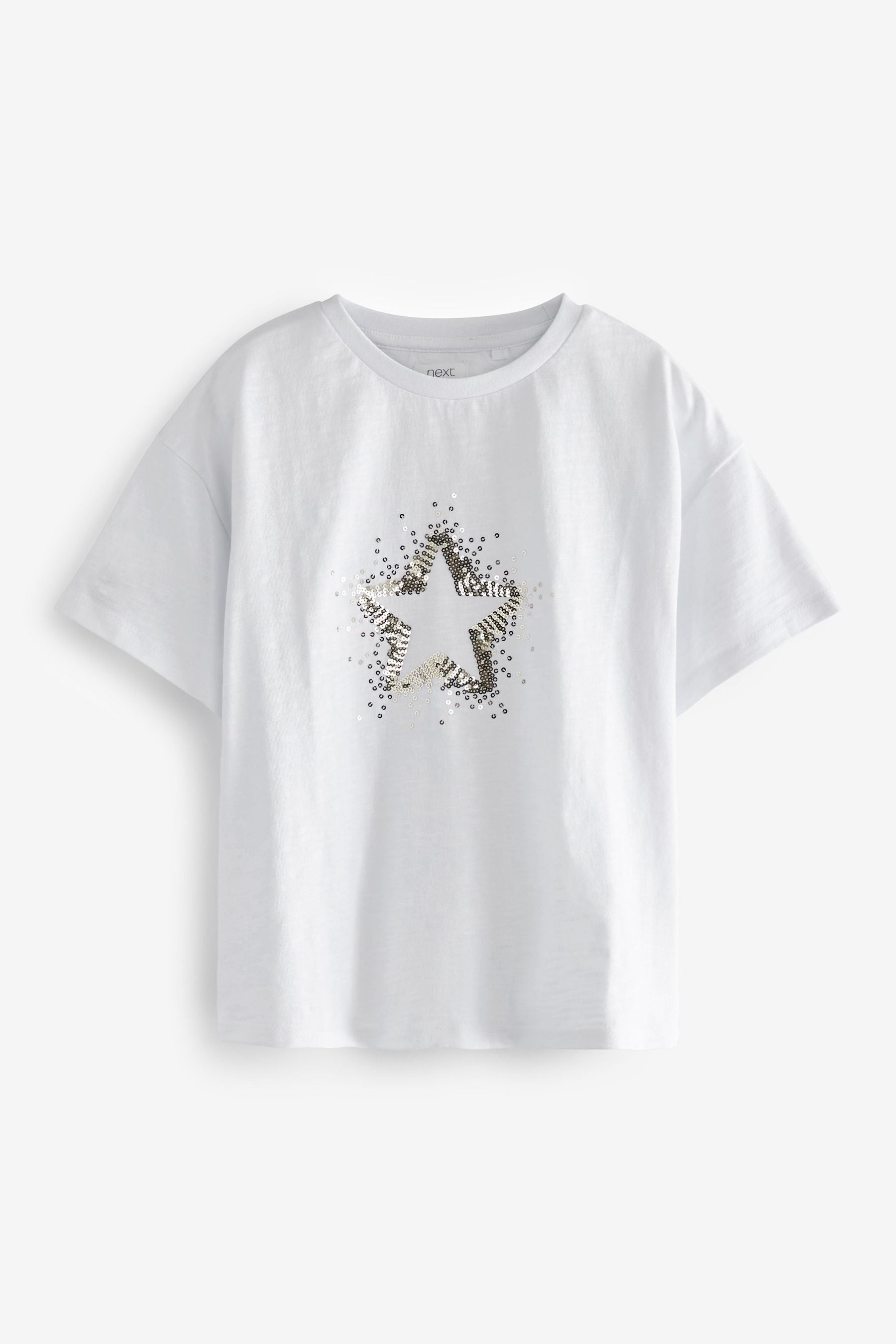 Cream Gold Sequin Star T-Shirt (3-16yrs)